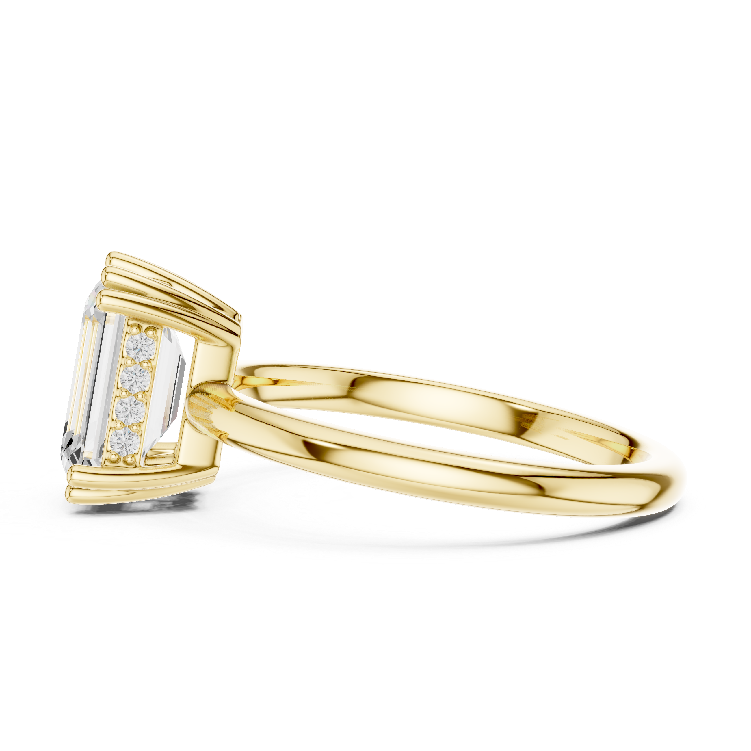 2.05 CT Emerald Cut Diamond Solitaire Engagement Ring with Hidden Halo