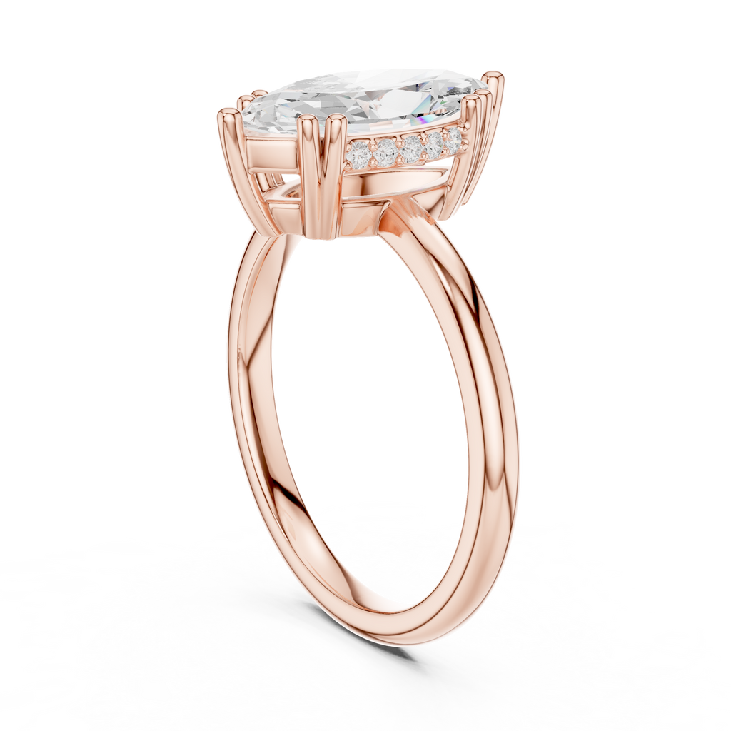 Marquise Cut Solitaire Engagement Ring with Hidden Diamond Gallery