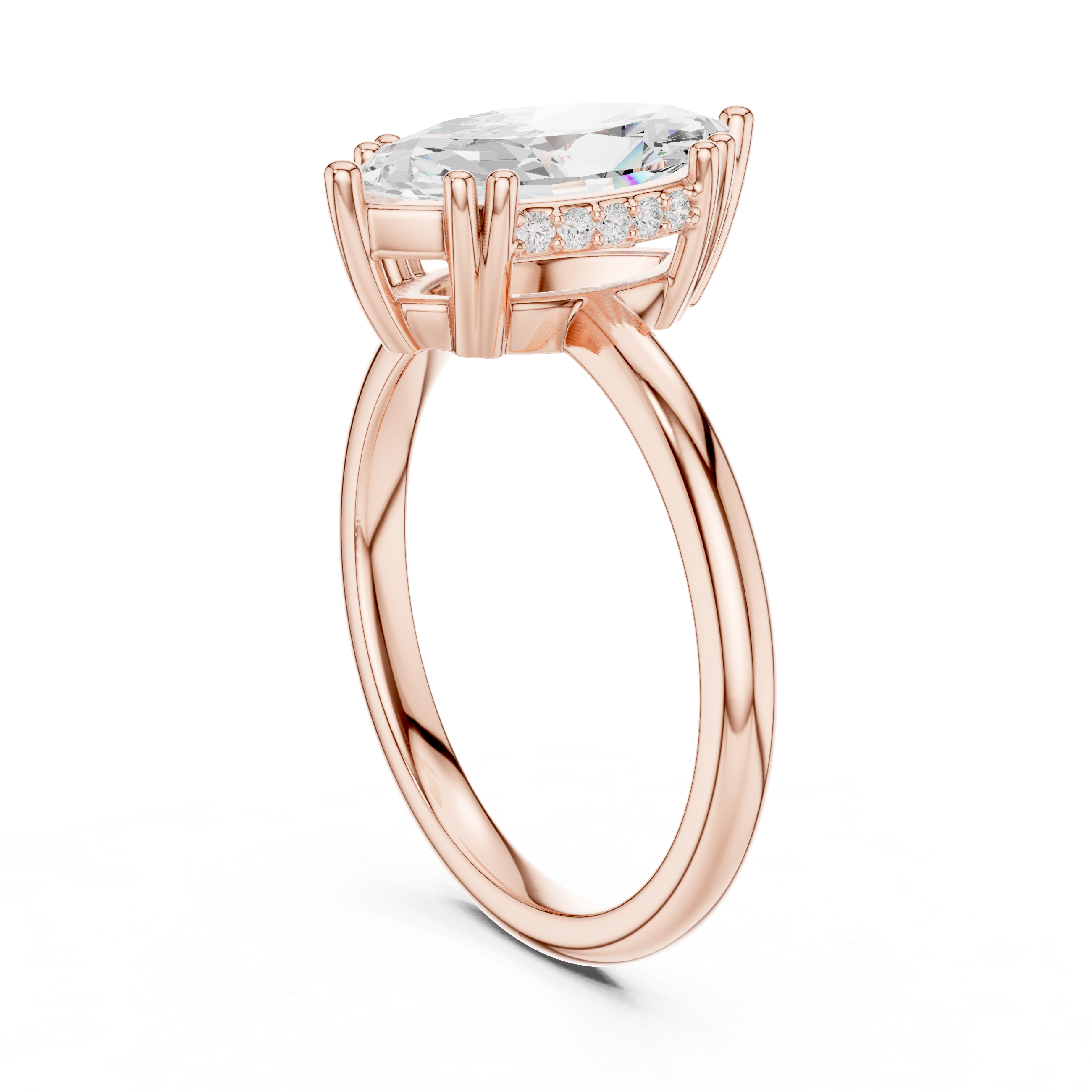 Marquise Cut Solitaire Engagement Ring with Hidden Diamond Gallery