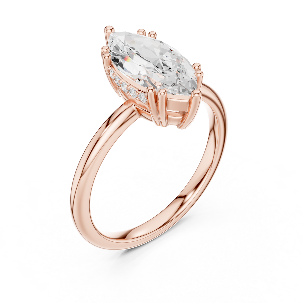Marquise Cut Solitaire Engagement Ring with Hidden Diamond Gallery