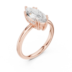 Marquise Cut Solitaire Engagement Ring with Hidden Diamond Gallery