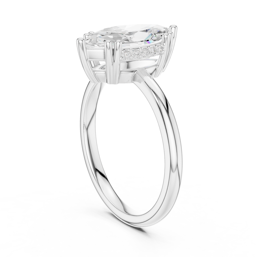 Marquise Cut Solitaire Engagement Ring with Hidden Diamond Gallery