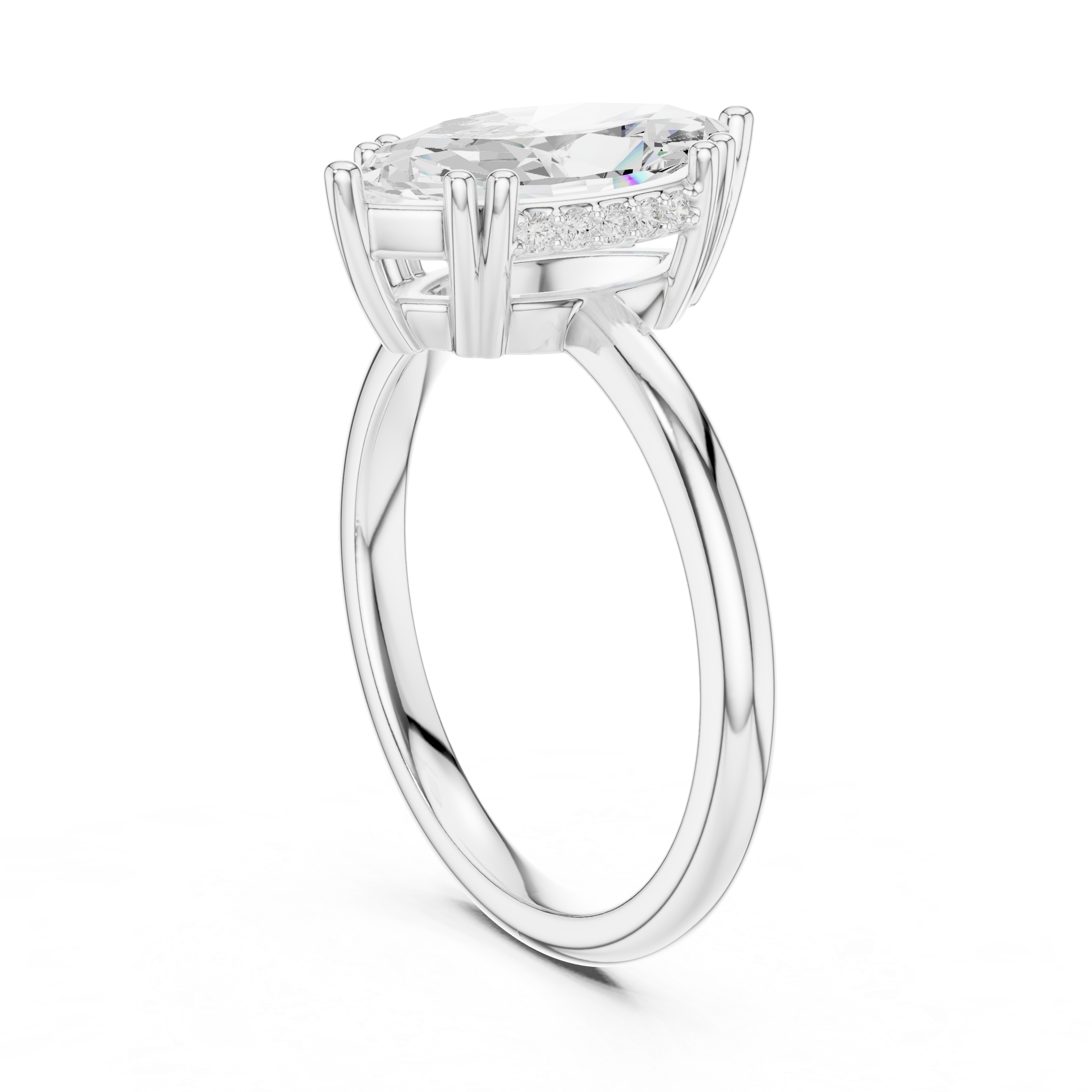 2.06 CT Marquise Cut Diamond Solitaire Engagement Ring with Hidden Halo