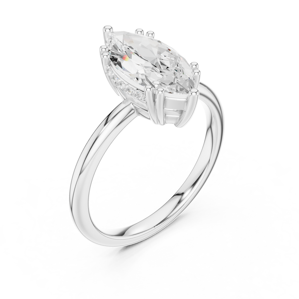 Marquise Cut Solitaire Engagement Ring with Hidden Diamond Gallery