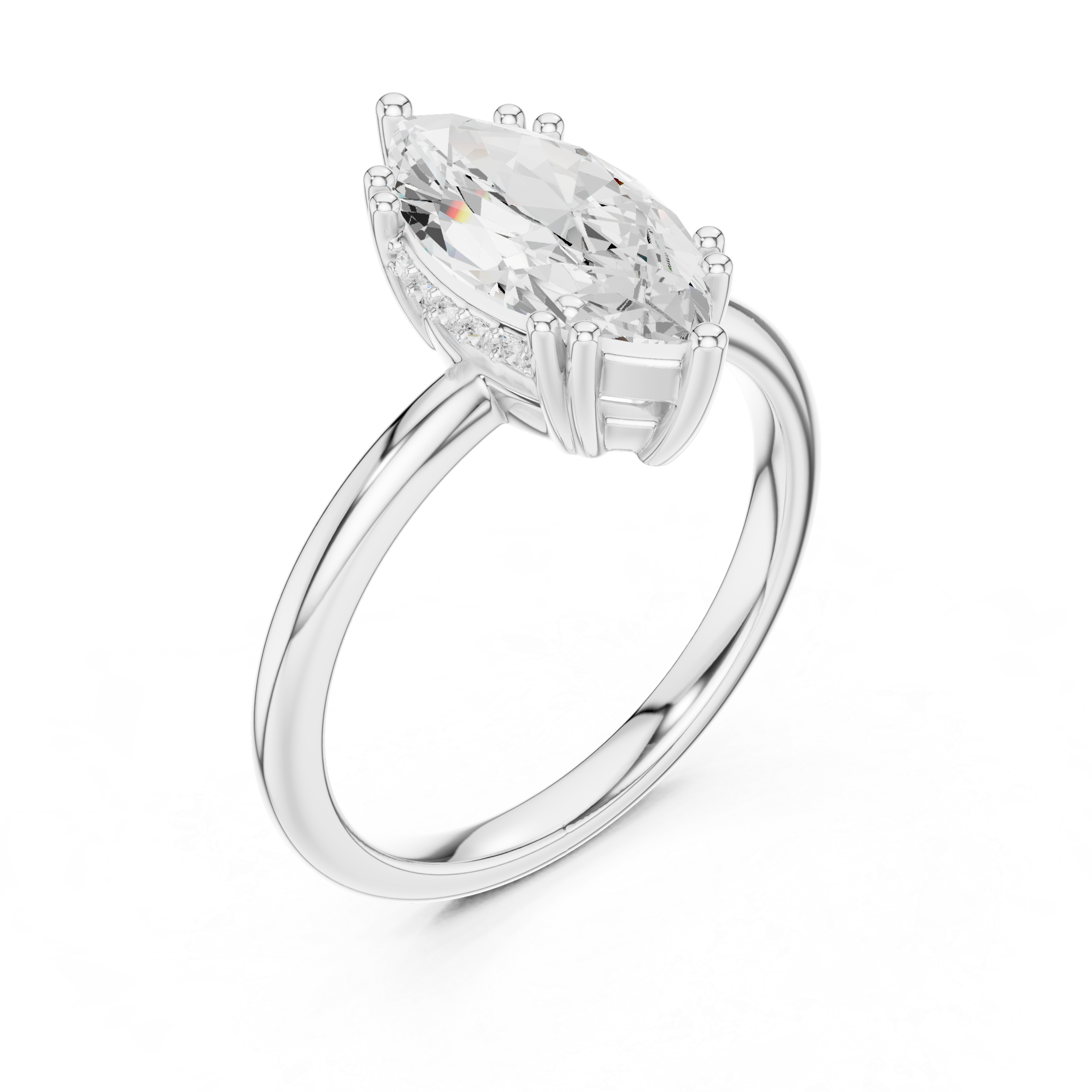 2.06 CT Marquise Cut Diamond Solitaire Engagement Ring with Hidden Halo