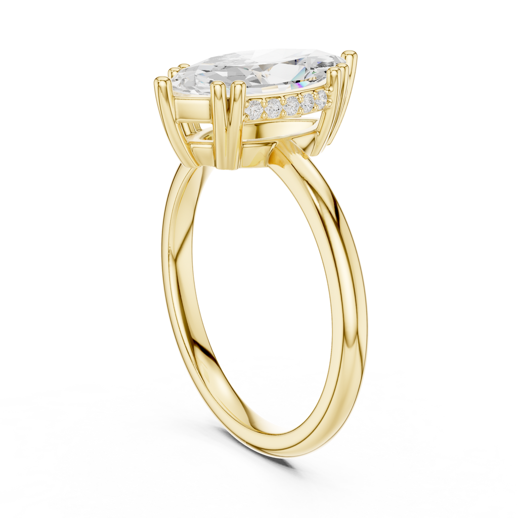 2.06 CT Marquise Cut Diamond Solitaire Engagement Ring with Hidden Halo