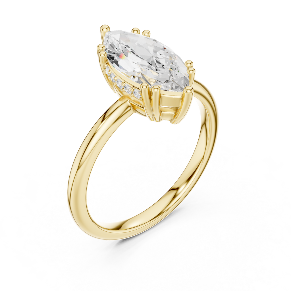 Marquise Cut Solitaire Engagement Ring with Hidden Diamond Gallery