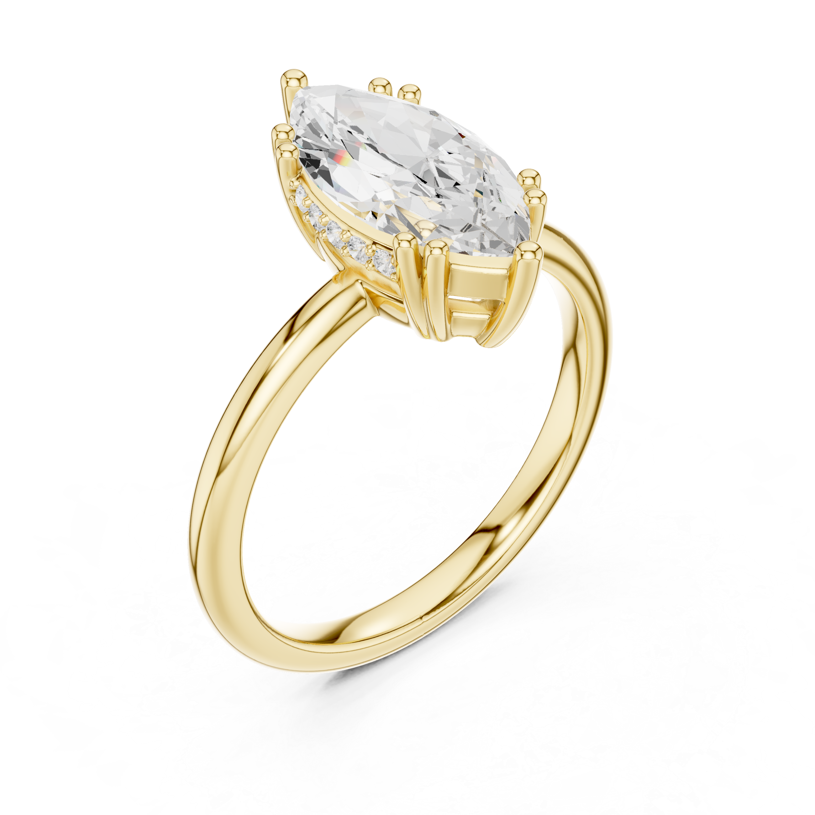 Marquise Cut Solitaire Engagement Ring with Hidden Diamond Gallery