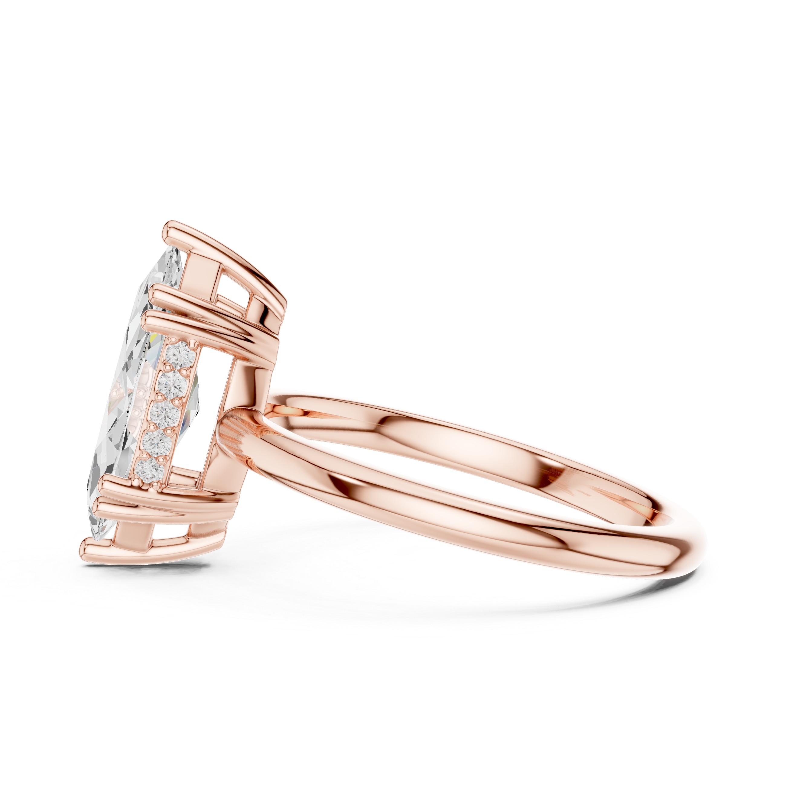 Marquise Cut Solitaire Engagement Ring with Hidden Diamond Gallery