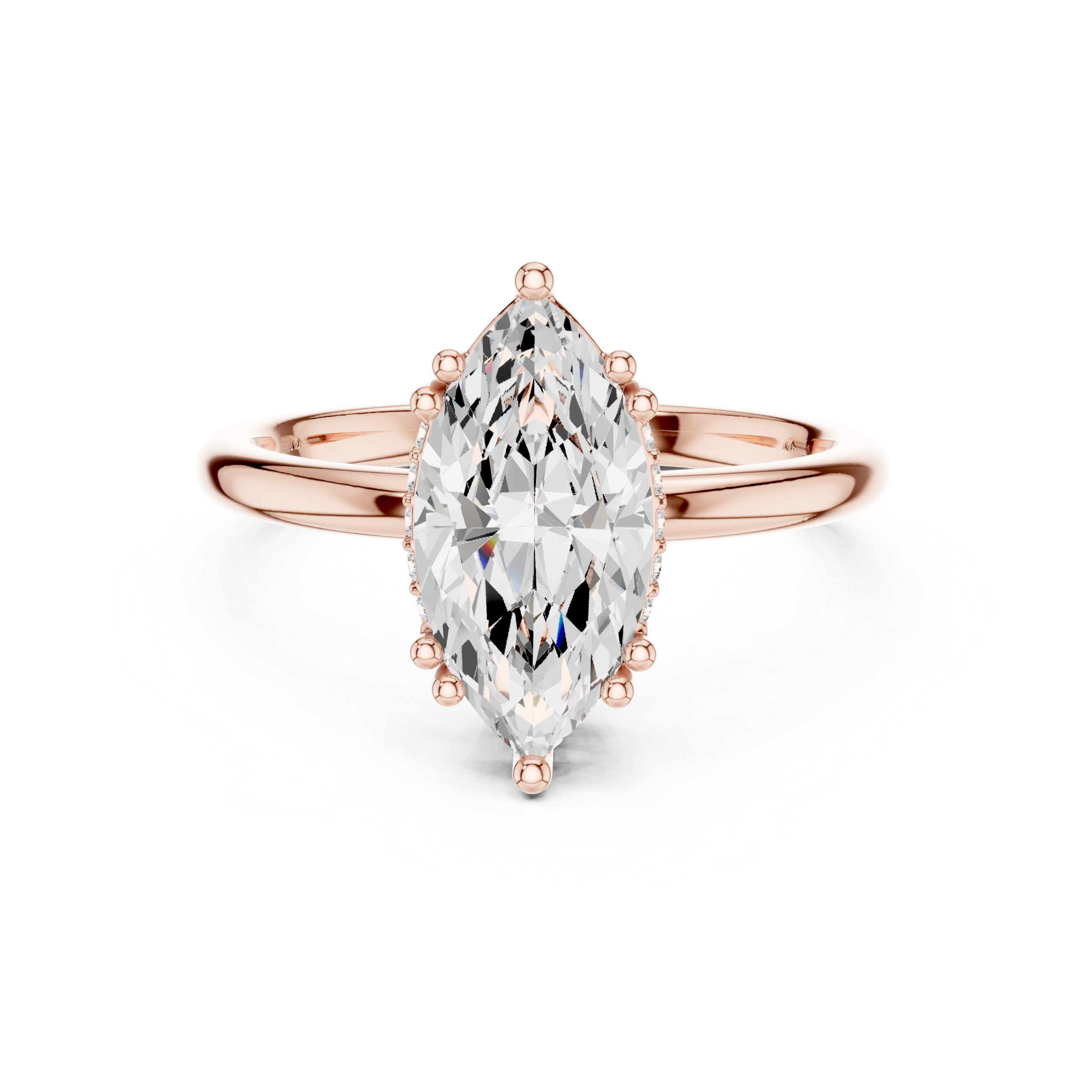 Marquise Cut Solitaire Engagement Ring with Hidden Diamond Gallery