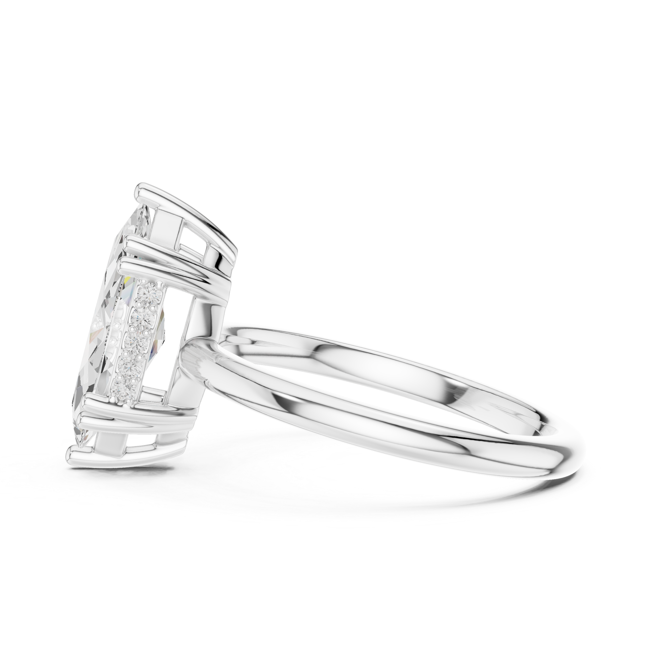 Marquise Cut Solitaire Engagement Ring with Hidden Diamond Gallery