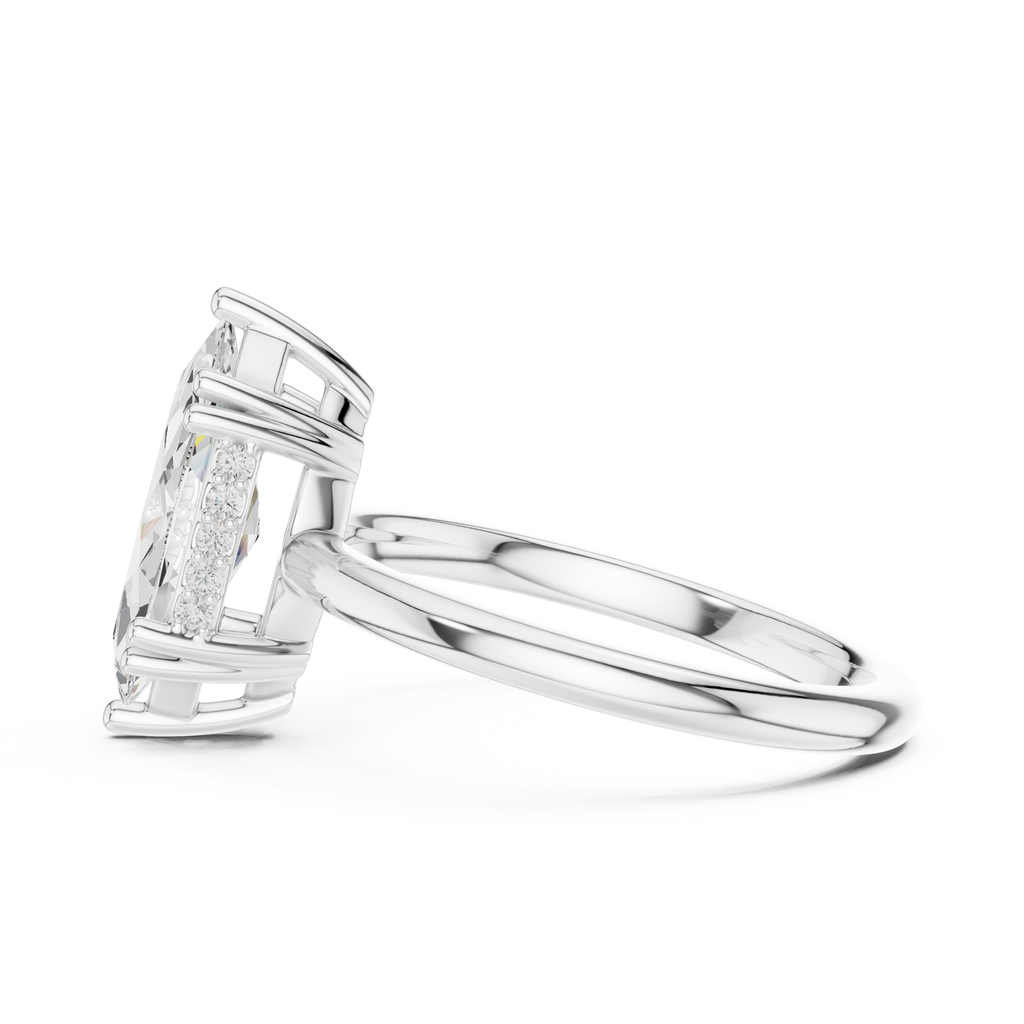 2.06 CT Marquise Cut Diamond Solitaire Engagement Ring with Hidden Halo