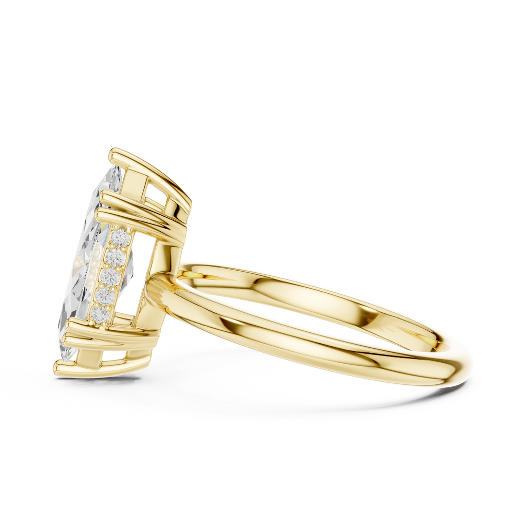 2.06 CT Marquise Cut Diamond Solitaire Engagement Ring with Hidden Halo