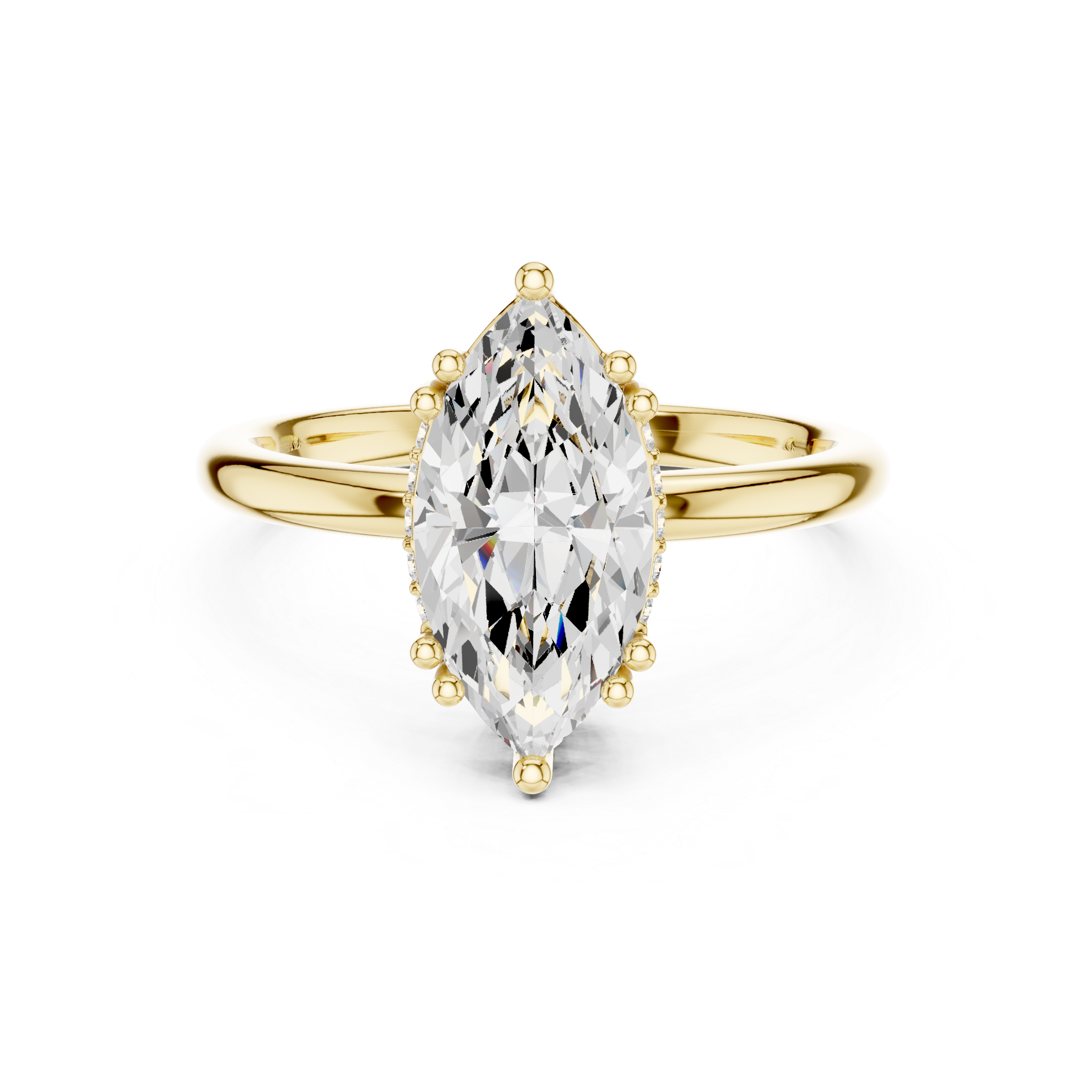 2.06 CT Marquise Cut Diamond Solitaire Engagement Ring with Hidden Halo