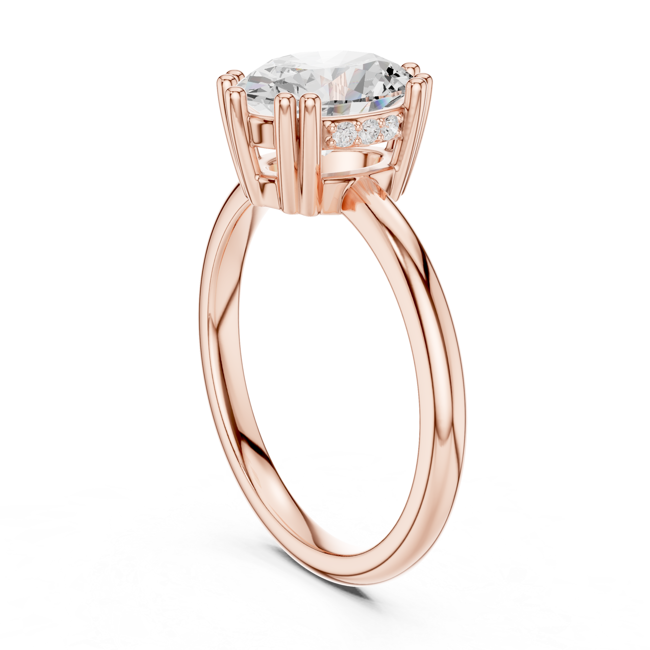 Oval Cut Solitaire Engagement Ring with Hidden Diamond Gallery