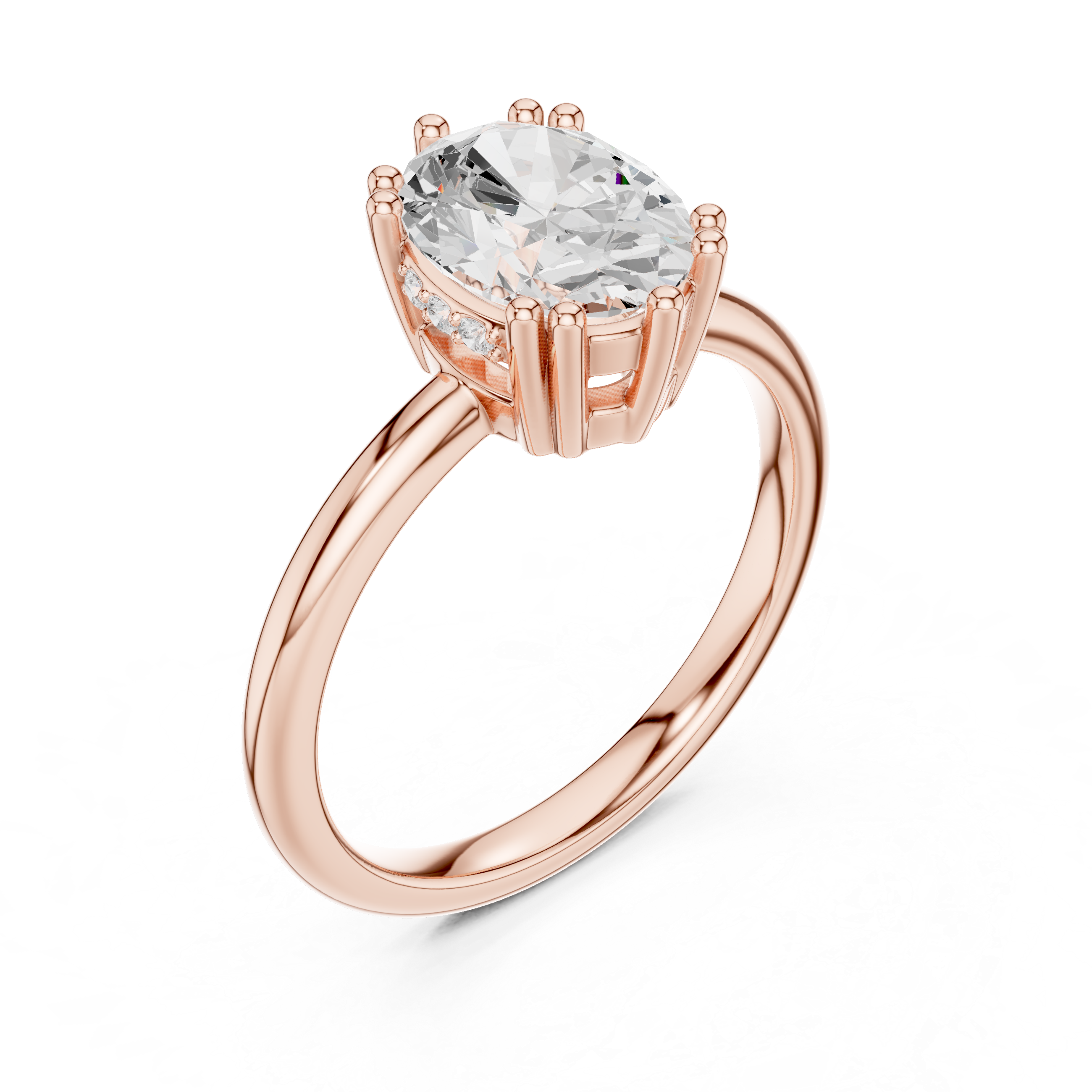 Oval Cut Solitaire Engagement Ring with Hidden Diamond Gallery
