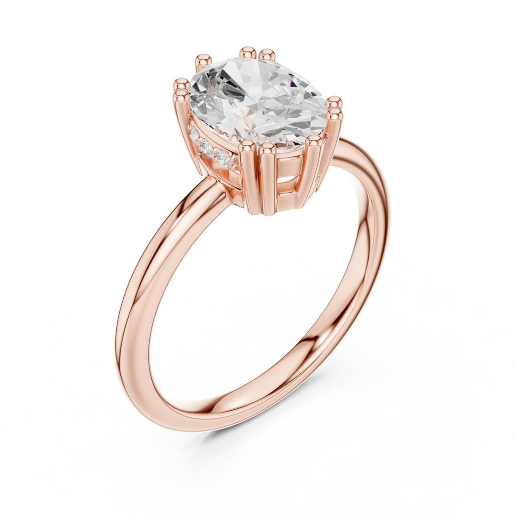 2.04 CT Oval Cut Diamond Solitaire Engagement Ring with Hidden Halo