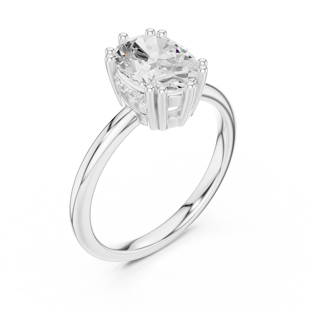 Oval Cut Solitaire Engagement Ring with Hidden Diamond Gallery