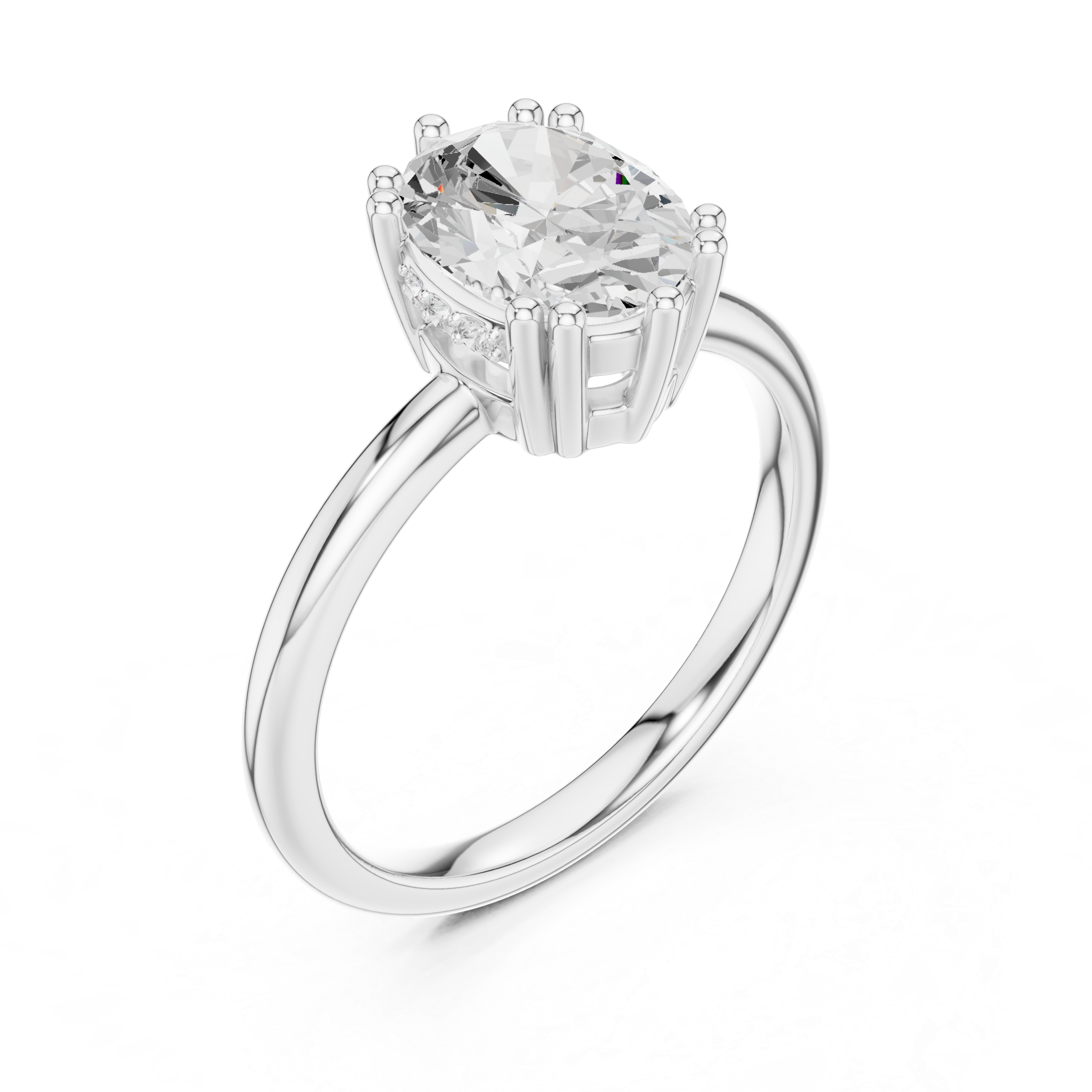 2.04 CT Oval Cut Diamond Solitaire Engagement Ring with Hidden Halo