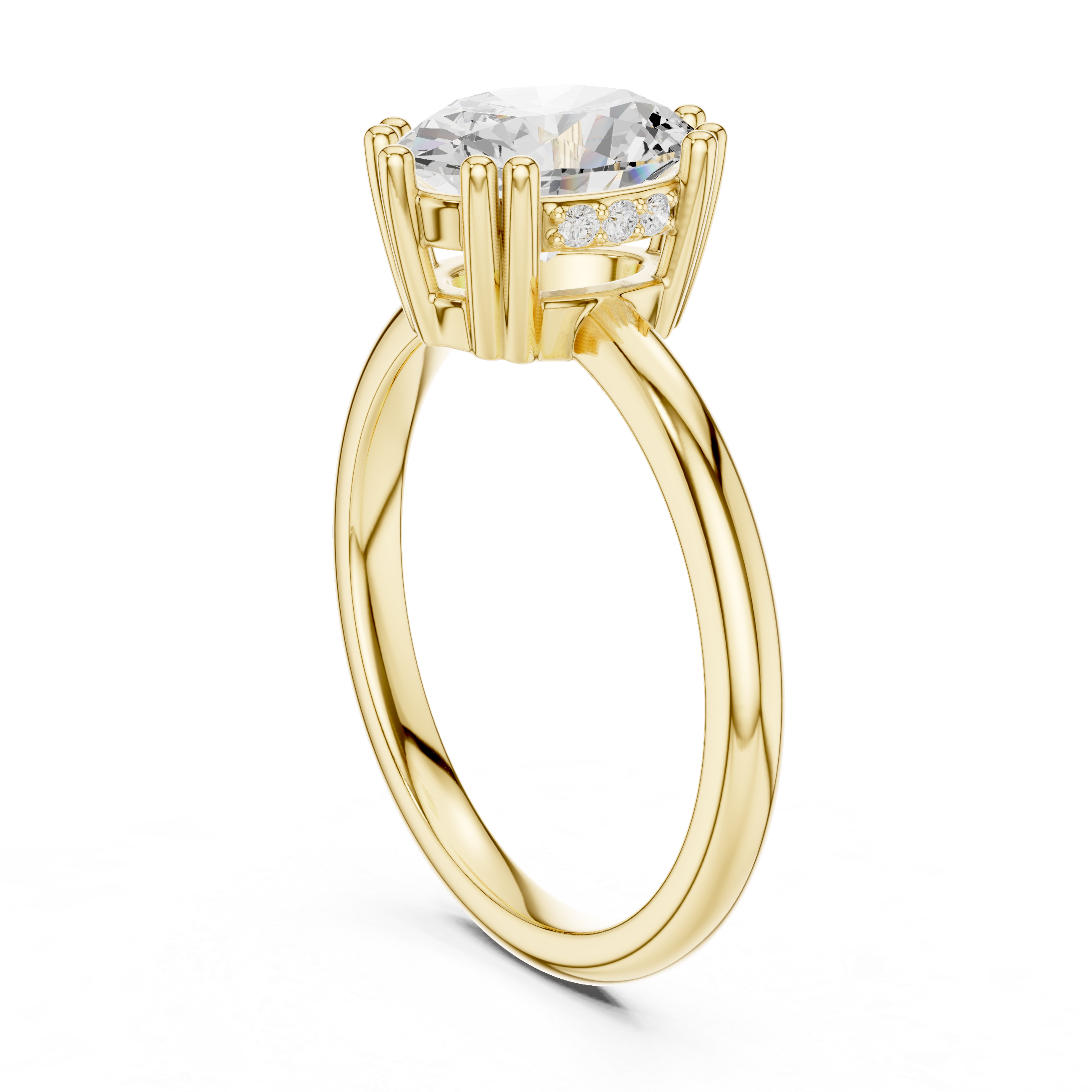 Oval Cut Solitaire Engagement Ring with Hidden Diamond Gallery