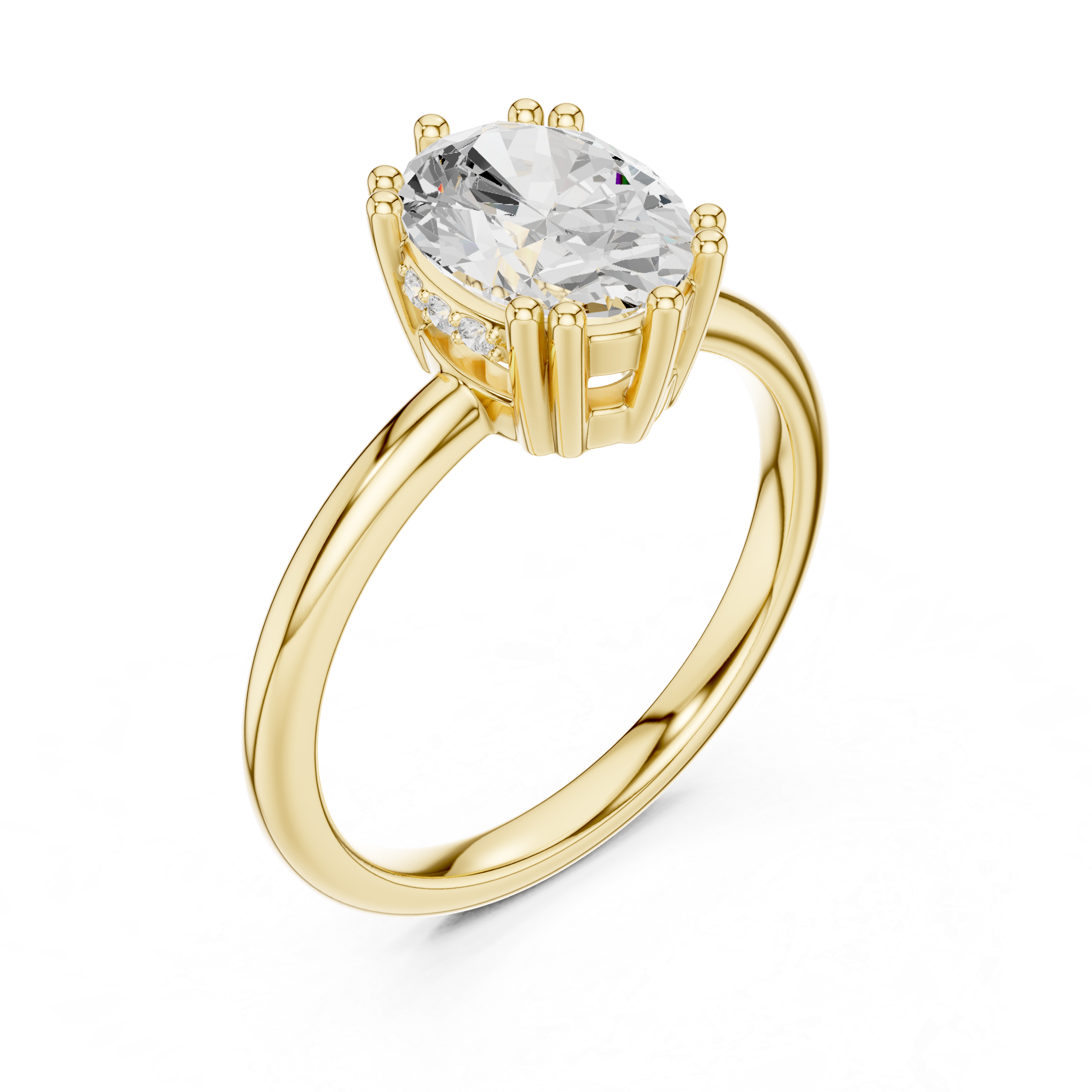 2.04 CT Oval Cut Diamond Solitaire Engagement Ring with Hidden Halo