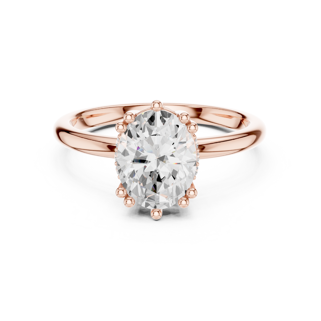 Oval Cut Solitaire Engagement Ring with Hidden Diamond Gallery