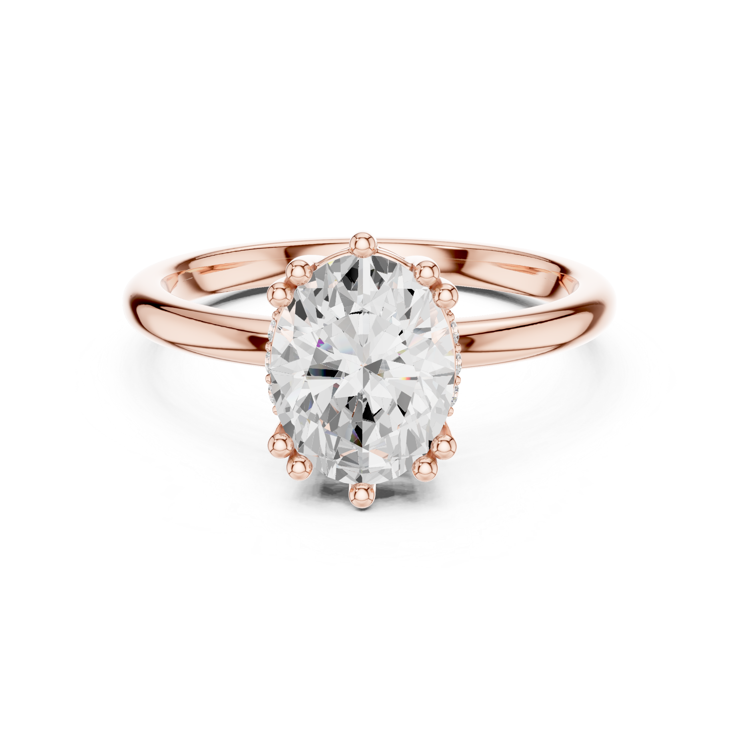 2.04 CT Oval Cut Diamond Solitaire Engagement Ring with Hidden Halo