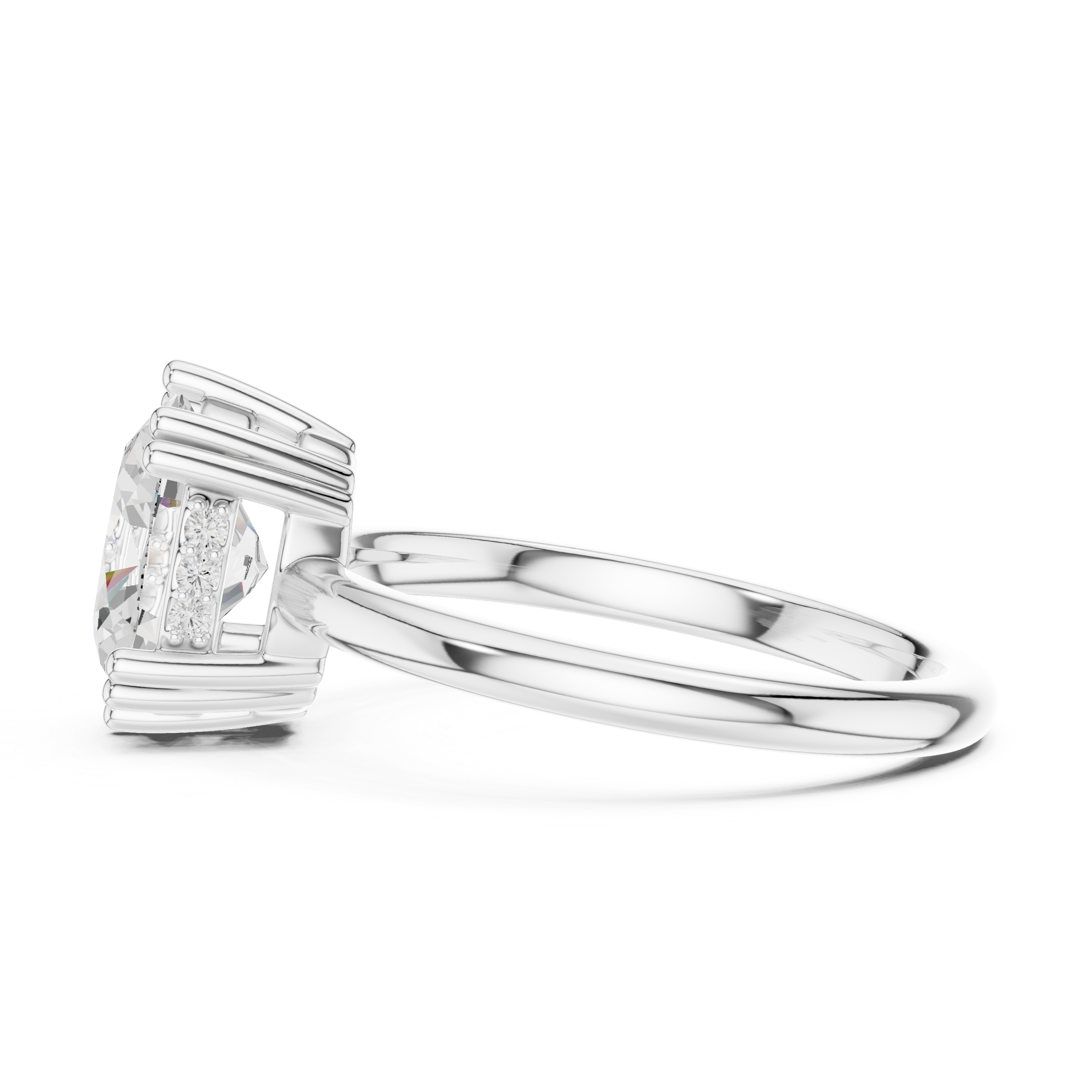 2.04 CT Oval Cut Diamond Solitaire Engagement Ring with Hidden Halo