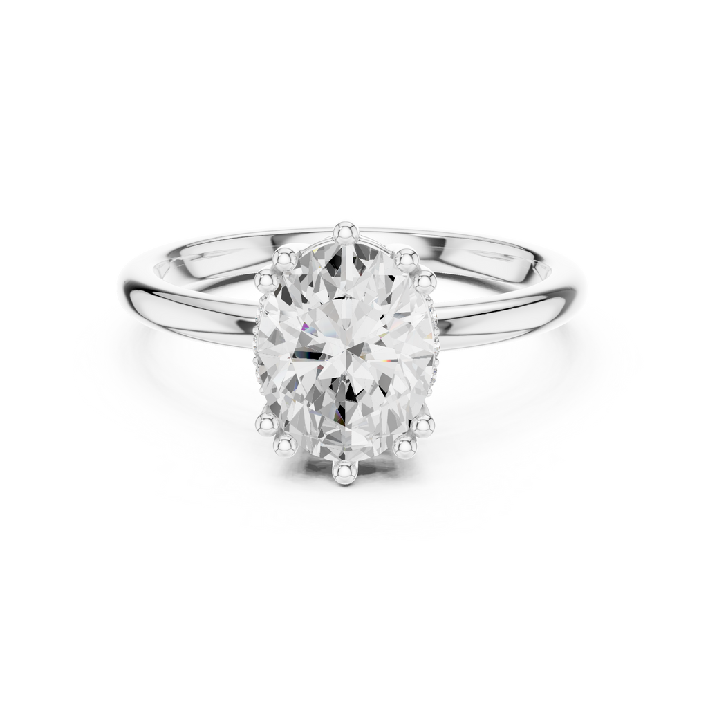 Oval Cut Solitaire Engagement Ring with Hidden Diamond Gallery