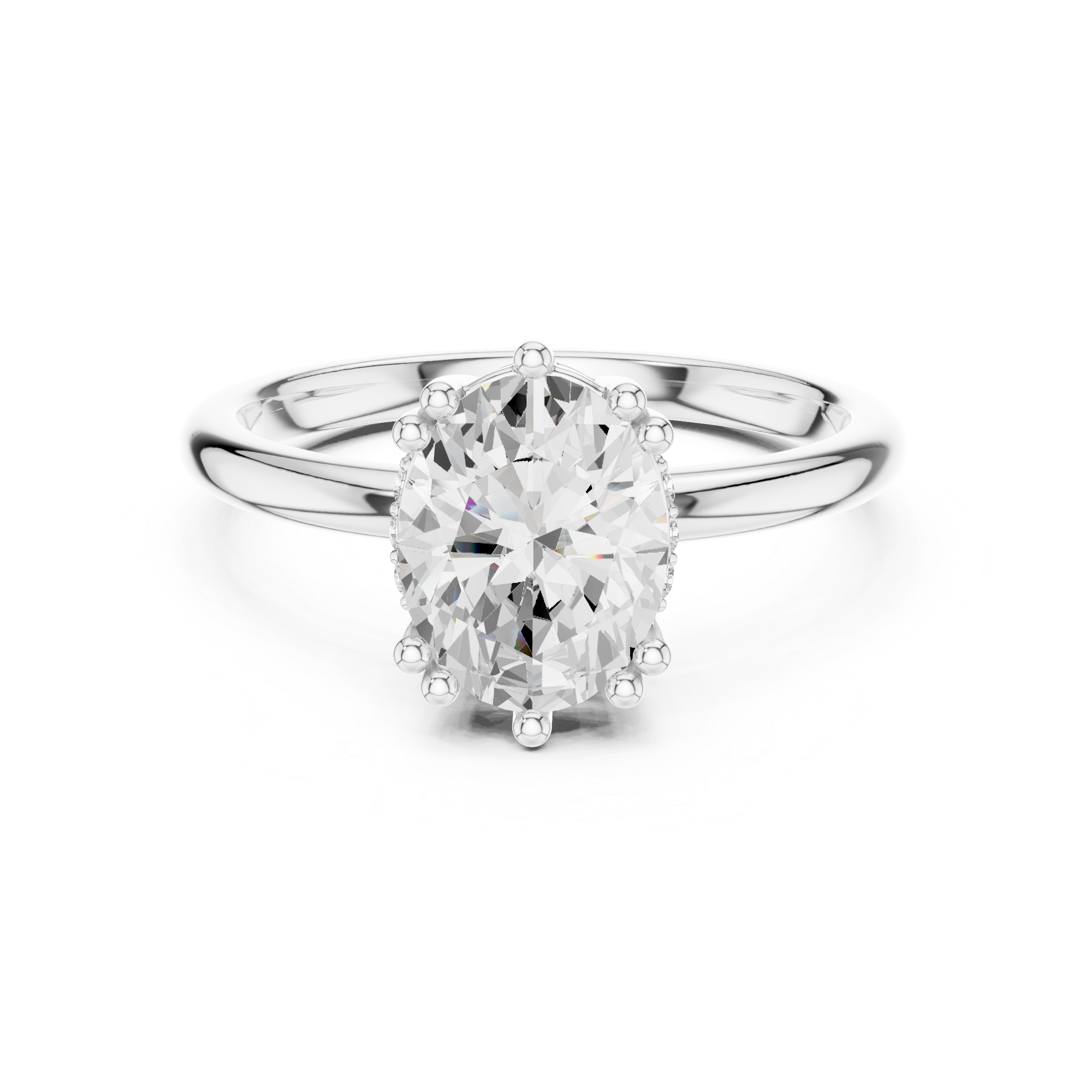 2.04 CT Oval Cut Diamond Solitaire Engagement Ring with Hidden Halo