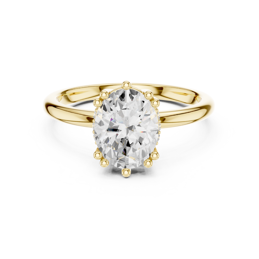 2.04 CT Oval Cut Diamond Solitaire Engagement Ring with Hidden Halo