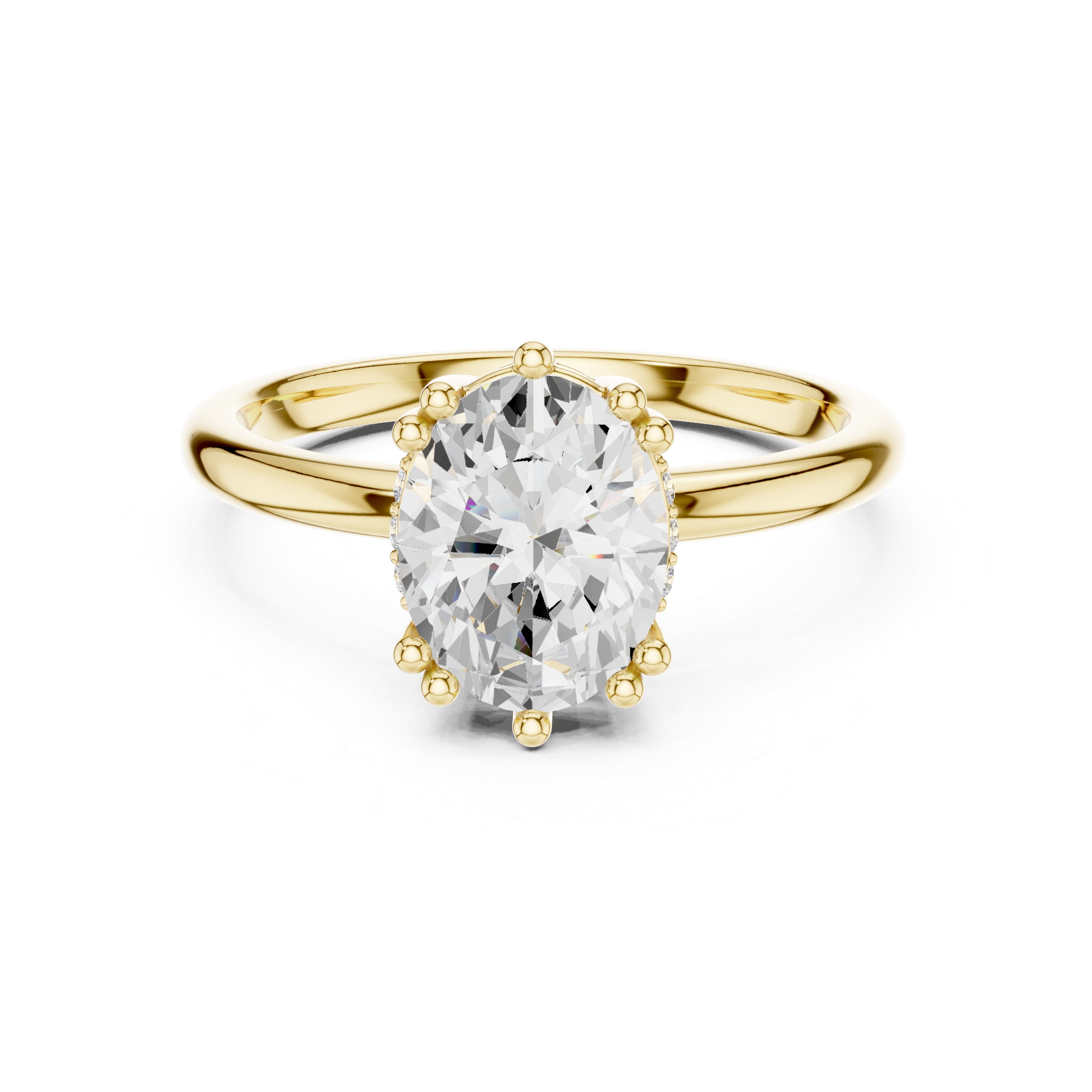 2.04 CT Oval Cut Diamond Solitaire Engagement Ring with Hidden Halo