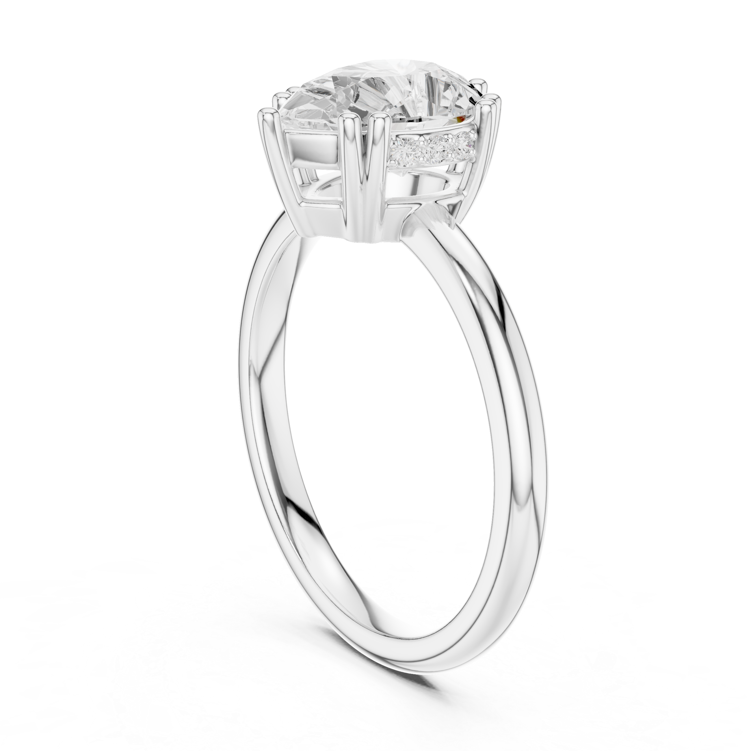 Pear Cut Solitaire Engagement Ring with Hidden Diamond Gallery