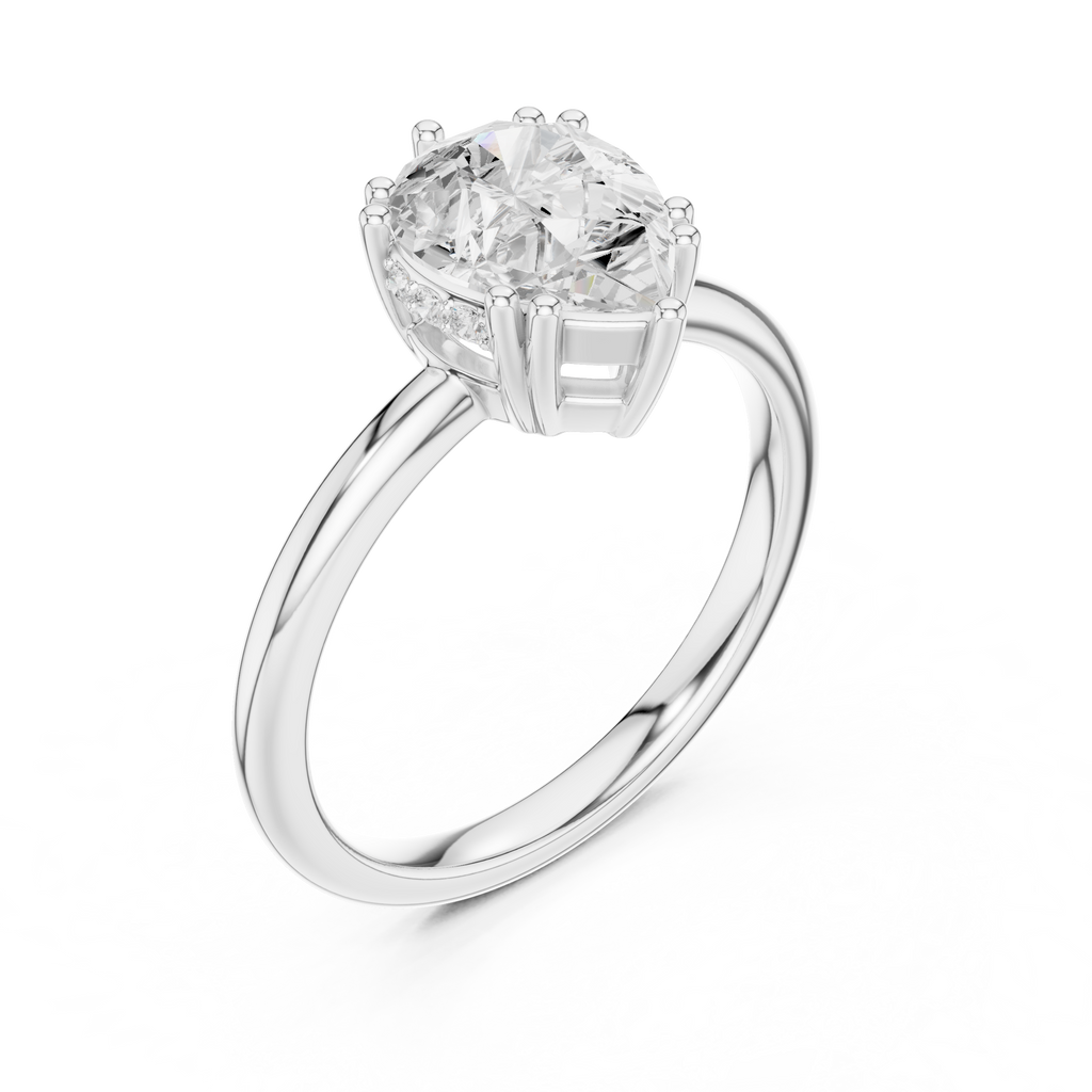 Pear Cut Solitaire Engagement Ring with Hidden Diamond Gallery