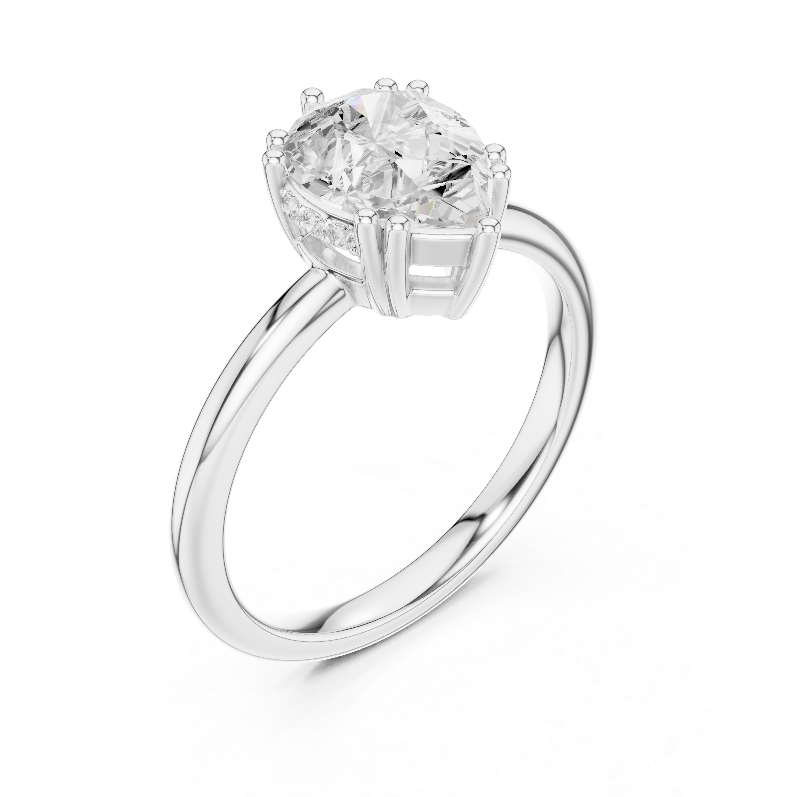 Pear Cut Solitaire Engagement Ring with Hidden Diamond Gallery