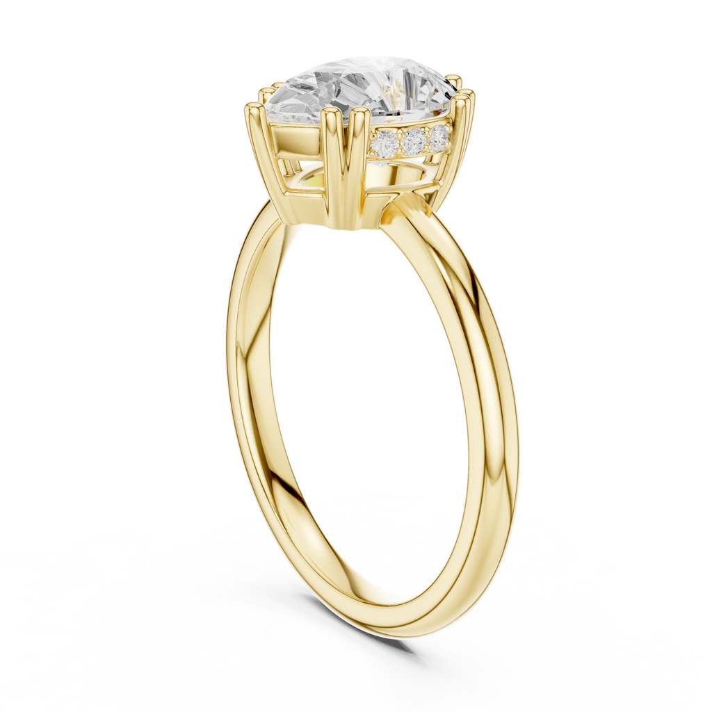 Pear Cut Solitaire Engagement Ring with Hidden Diamond Gallery