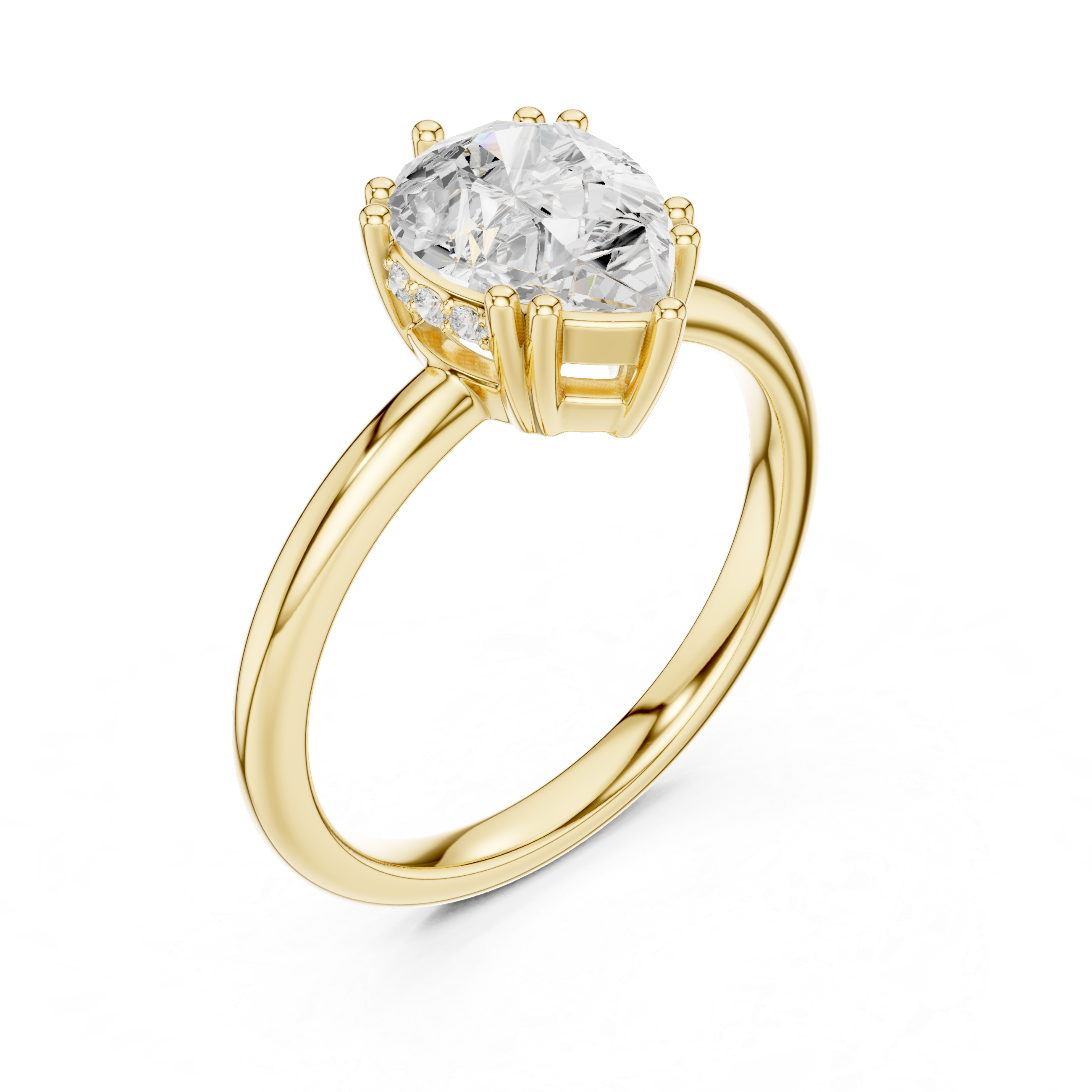 Pear Cut Solitaire Engagement Ring with Hidden Diamond Gallery