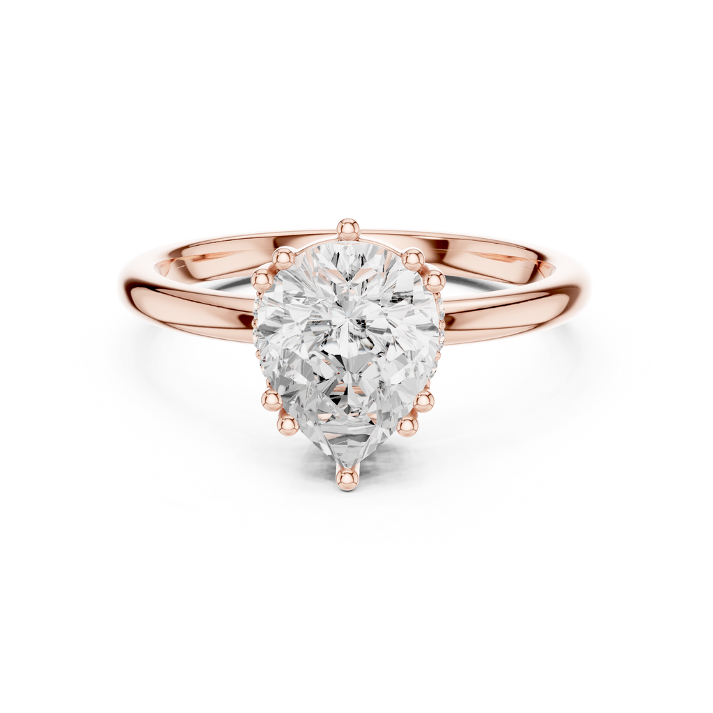 Pear Cut Solitaire Engagement Ring with Hidden Diamond Gallery