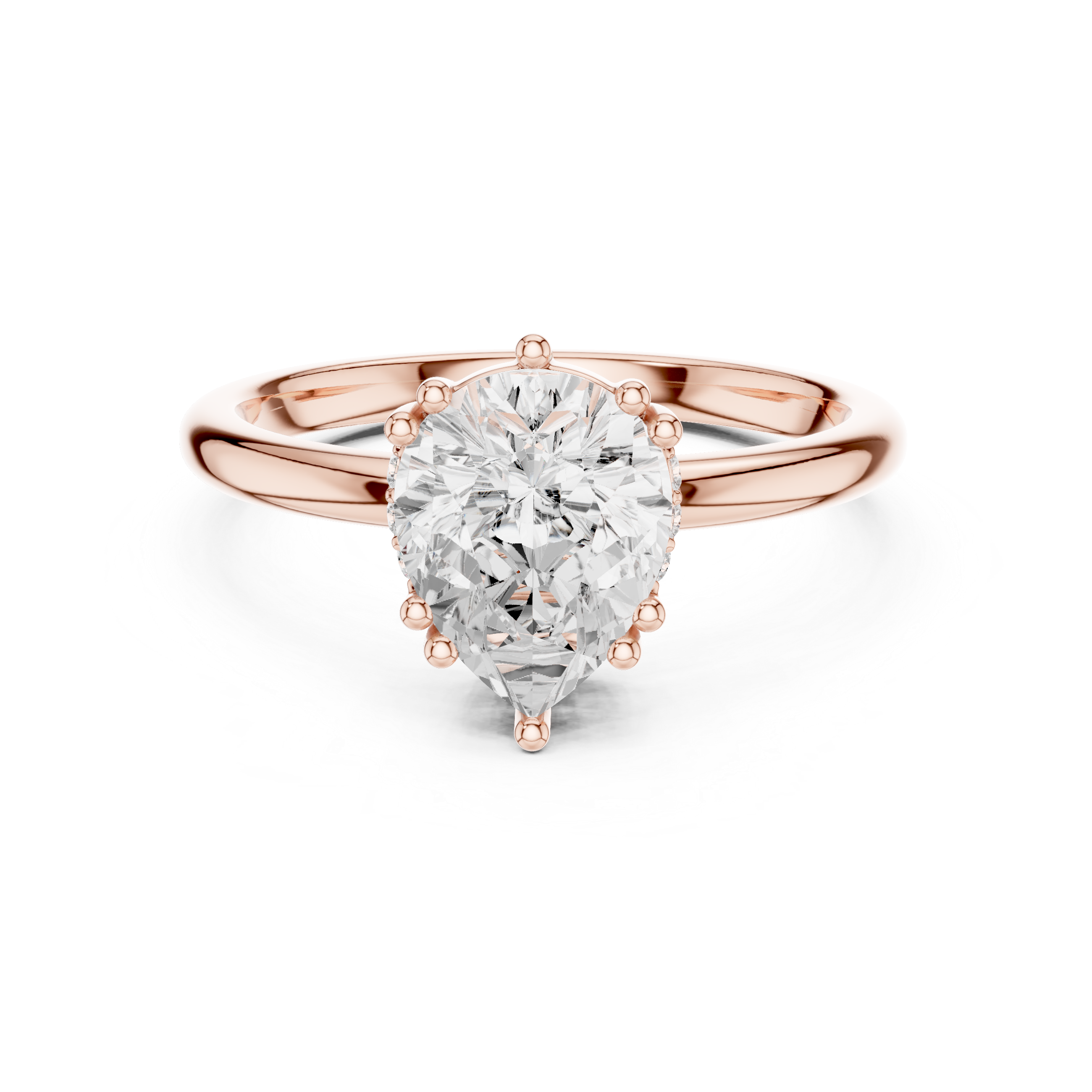 Pear Cut Solitaire Engagement Ring with Hidden Diamond Gallery
