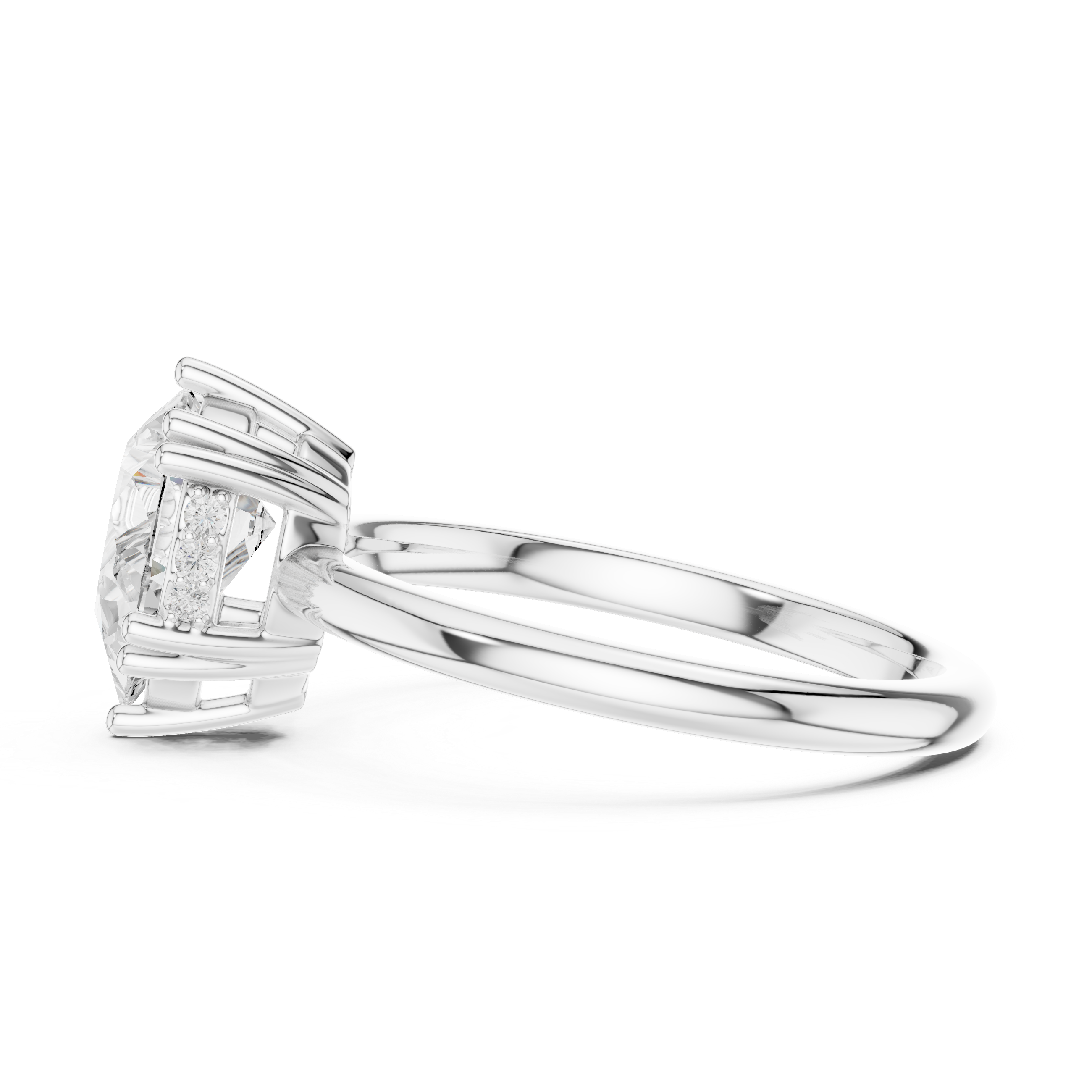 Pear Cut Solitaire Engagement Ring with Hidden Diamond Gallery