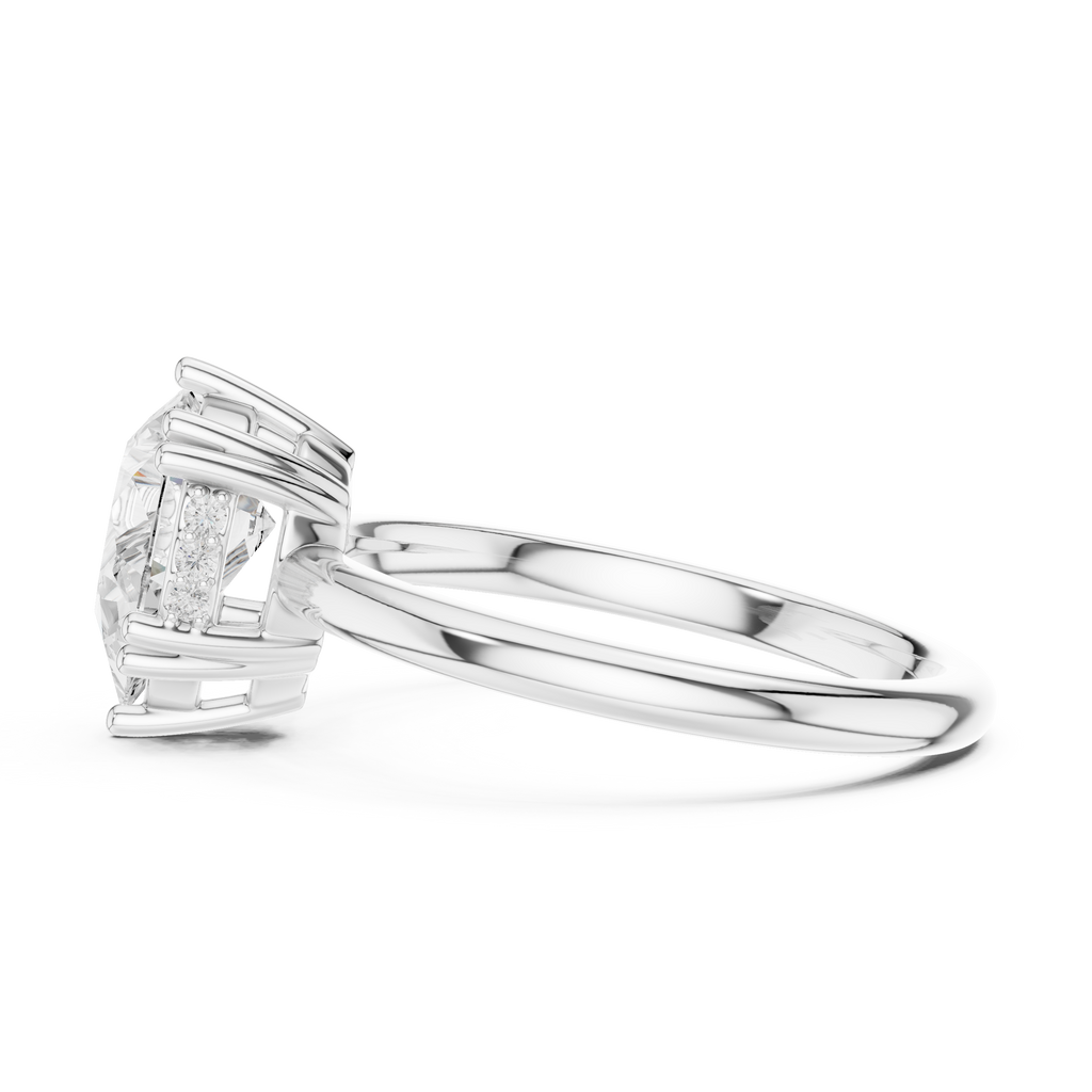 2.04 CT Pear Cut Diamond Solitaire Engagement Ring with Hidden Halo
