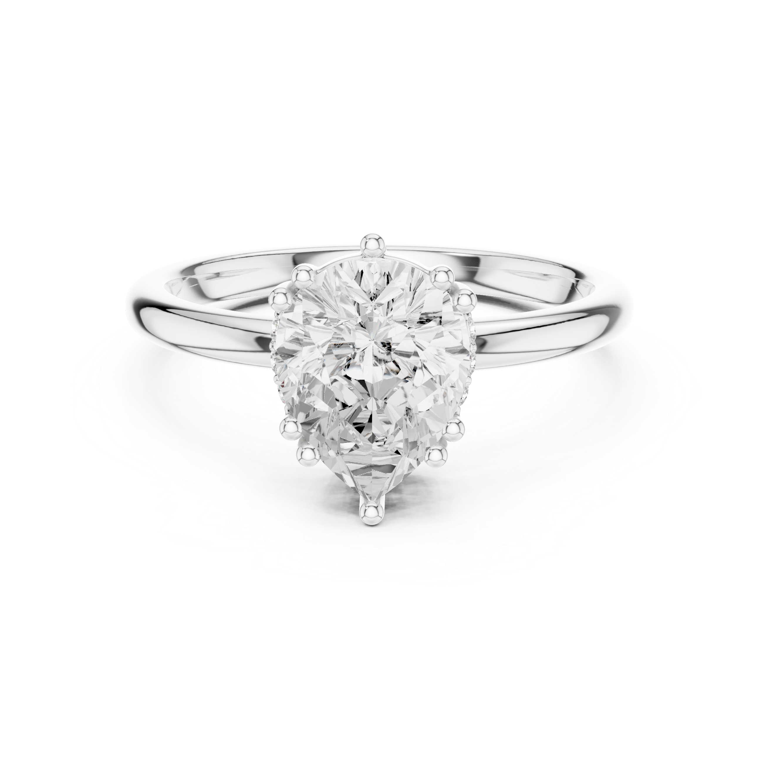 Pear Cut Solitaire Engagement Ring with Hidden Diamond Gallery