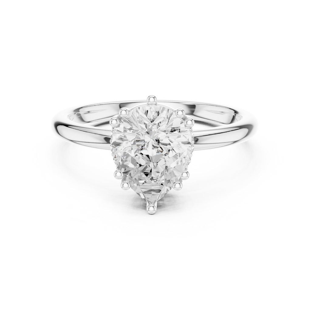 2.04 CT Pear Cut Diamond Solitaire Engagement Ring with Hidden Halo