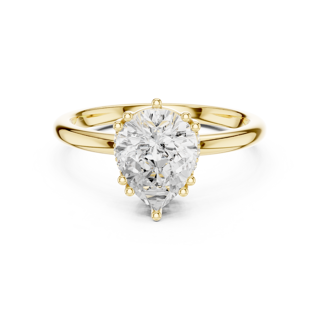 2.04 CT Pear Cut Diamond Solitaire Engagement Ring with Hidden Halo
