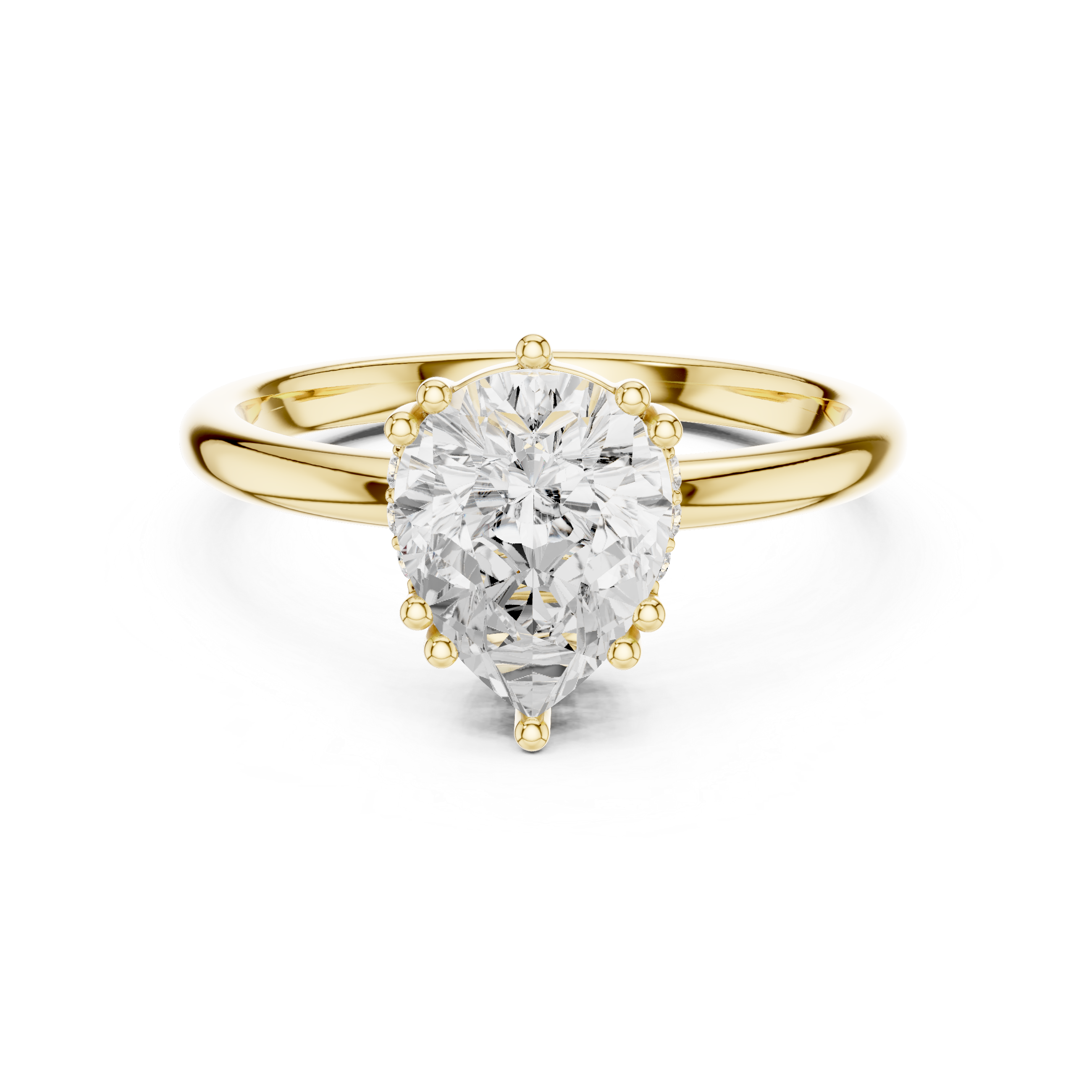 2.04 CT Pear Cut Diamond Solitaire Engagement Ring with Hidden Halo