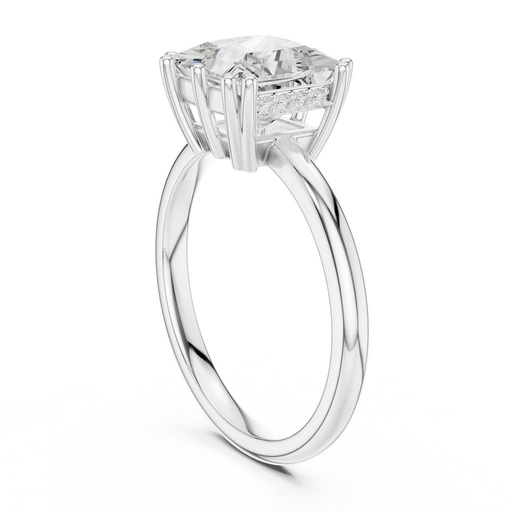 Princess Cut Solitaire Engagement Ring with Hidden Diamond Gallery