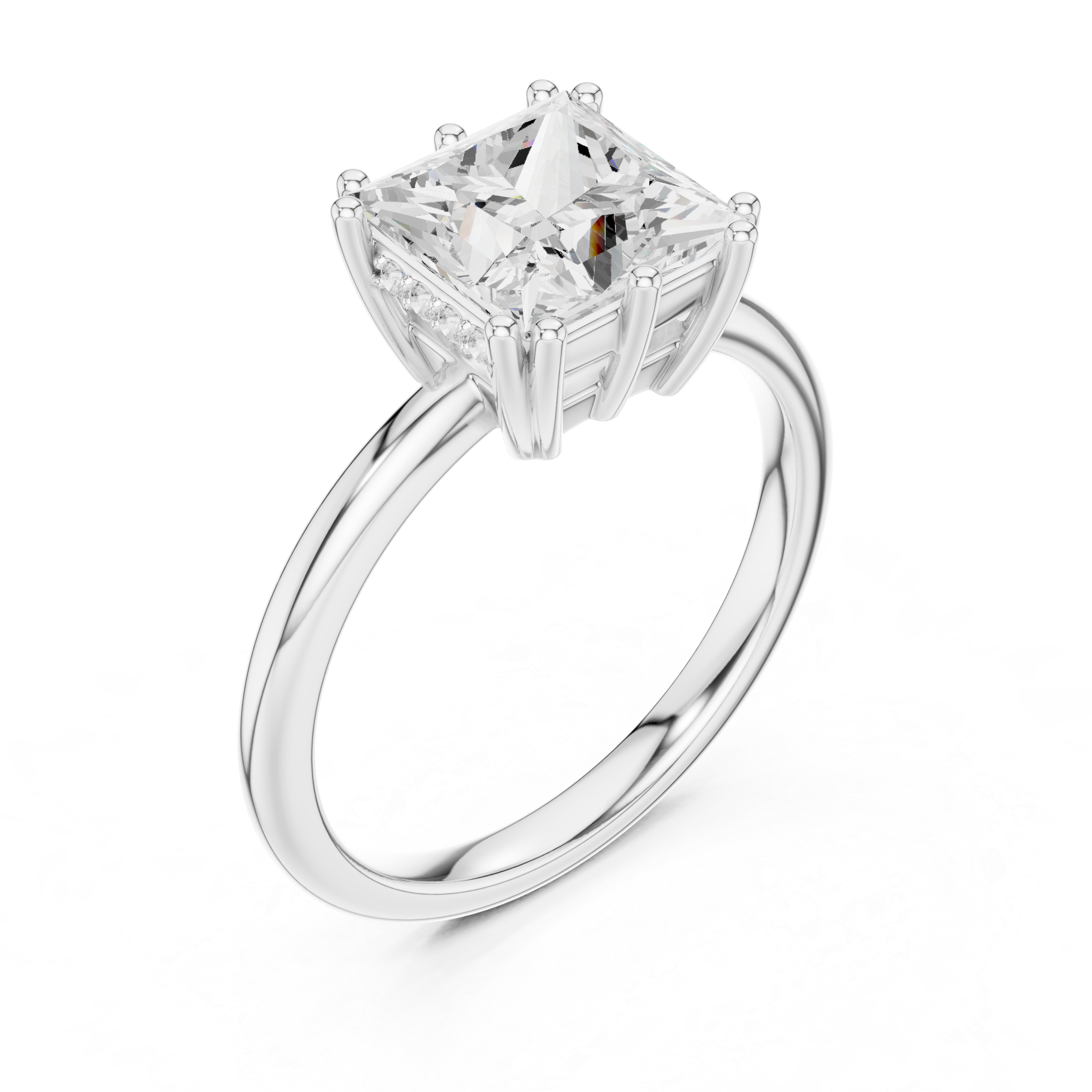 Princess Cut Solitaire Engagement Ring with Hidden Diamond Gallery