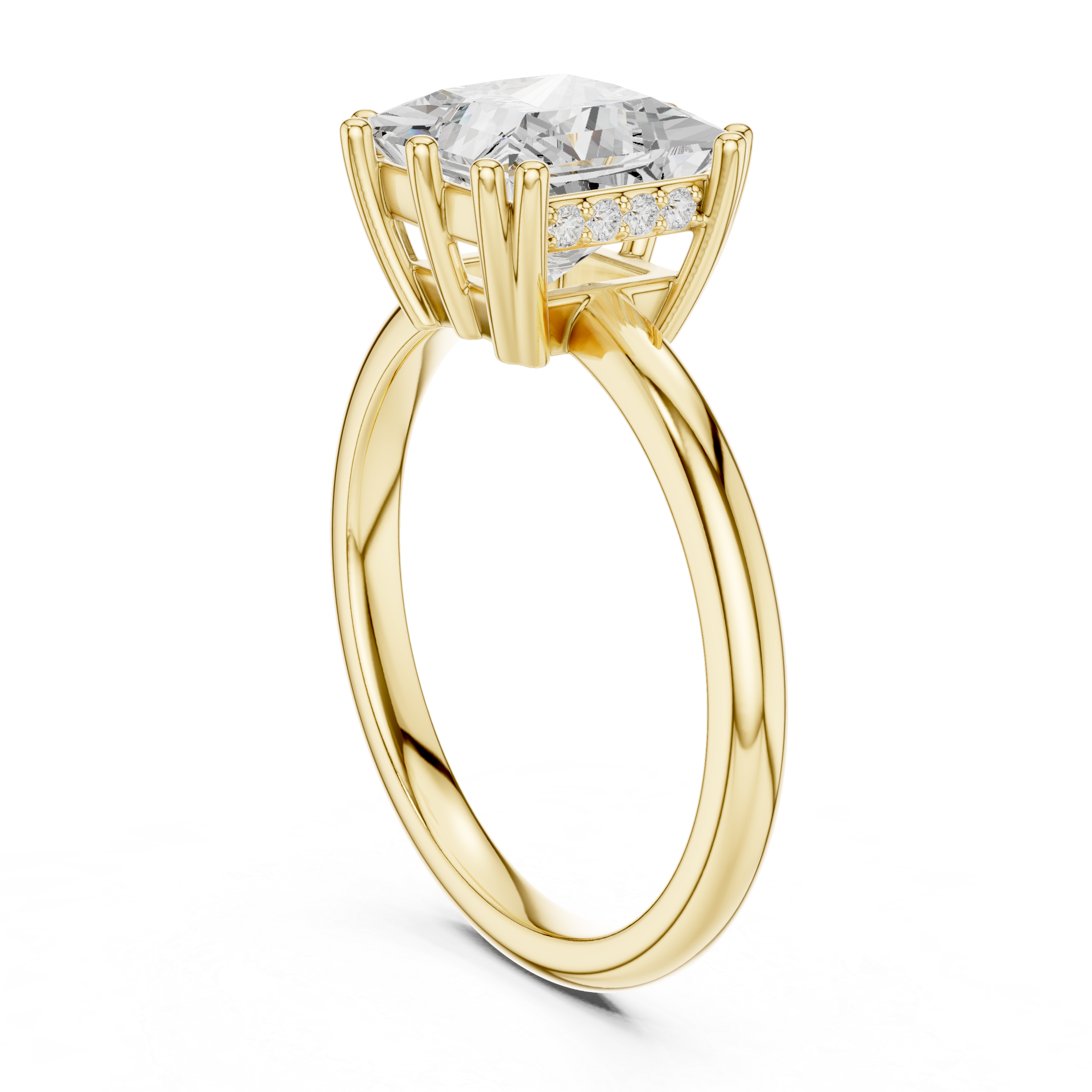 Princess Cut Solitaire Engagement Ring with Hidden Diamond Gallery