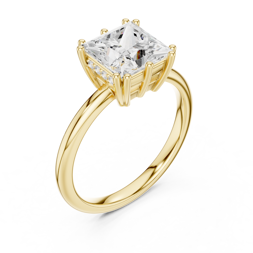 Princess Cut Solitaire Engagement Ring with Hidden Diamond Gallery
