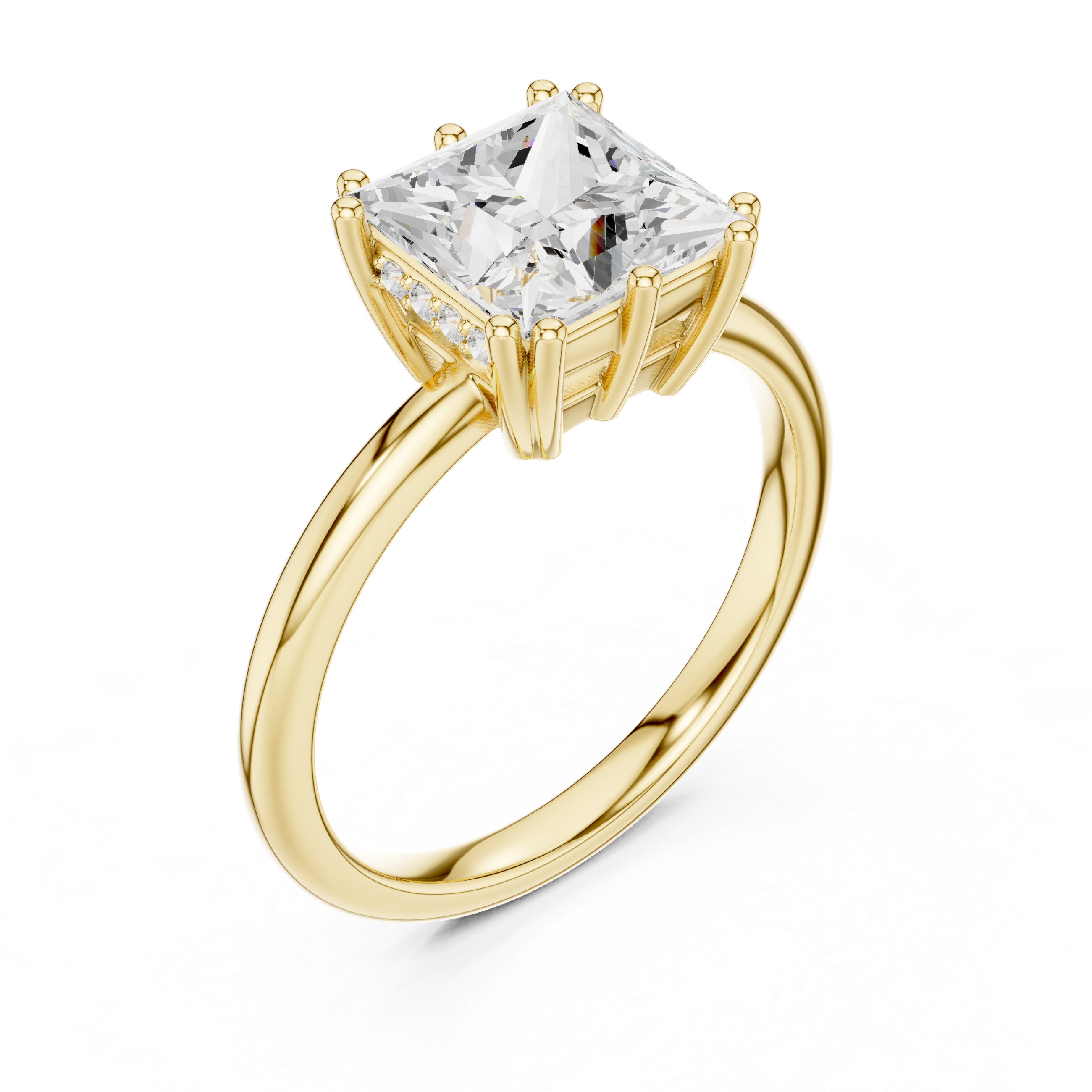 2.05 CT Princess Cut Diamond Solitaire Engagement Ring with Hidden Halo
